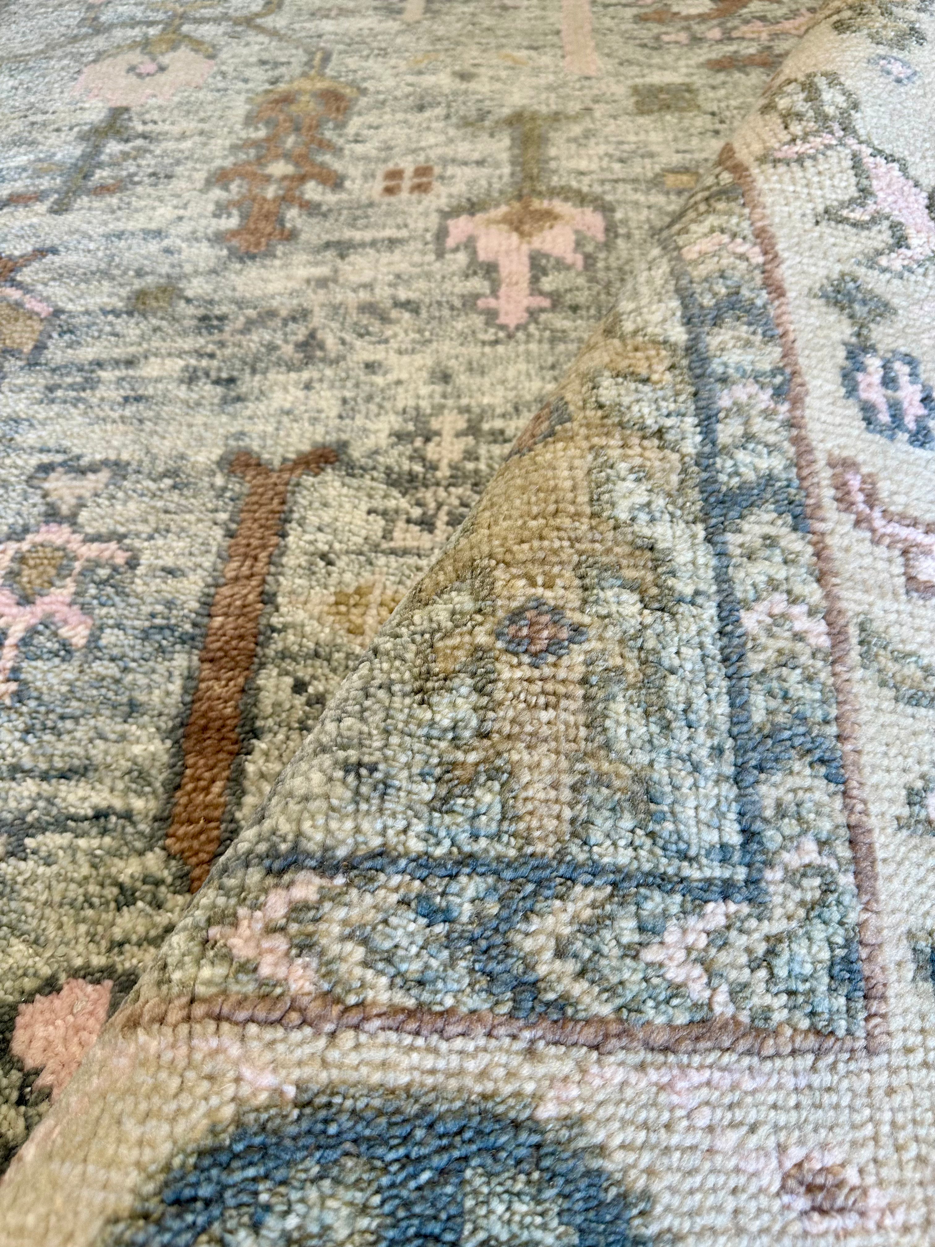 Darcie 8x10 Light Green Hand-Knotted Oushak Rug