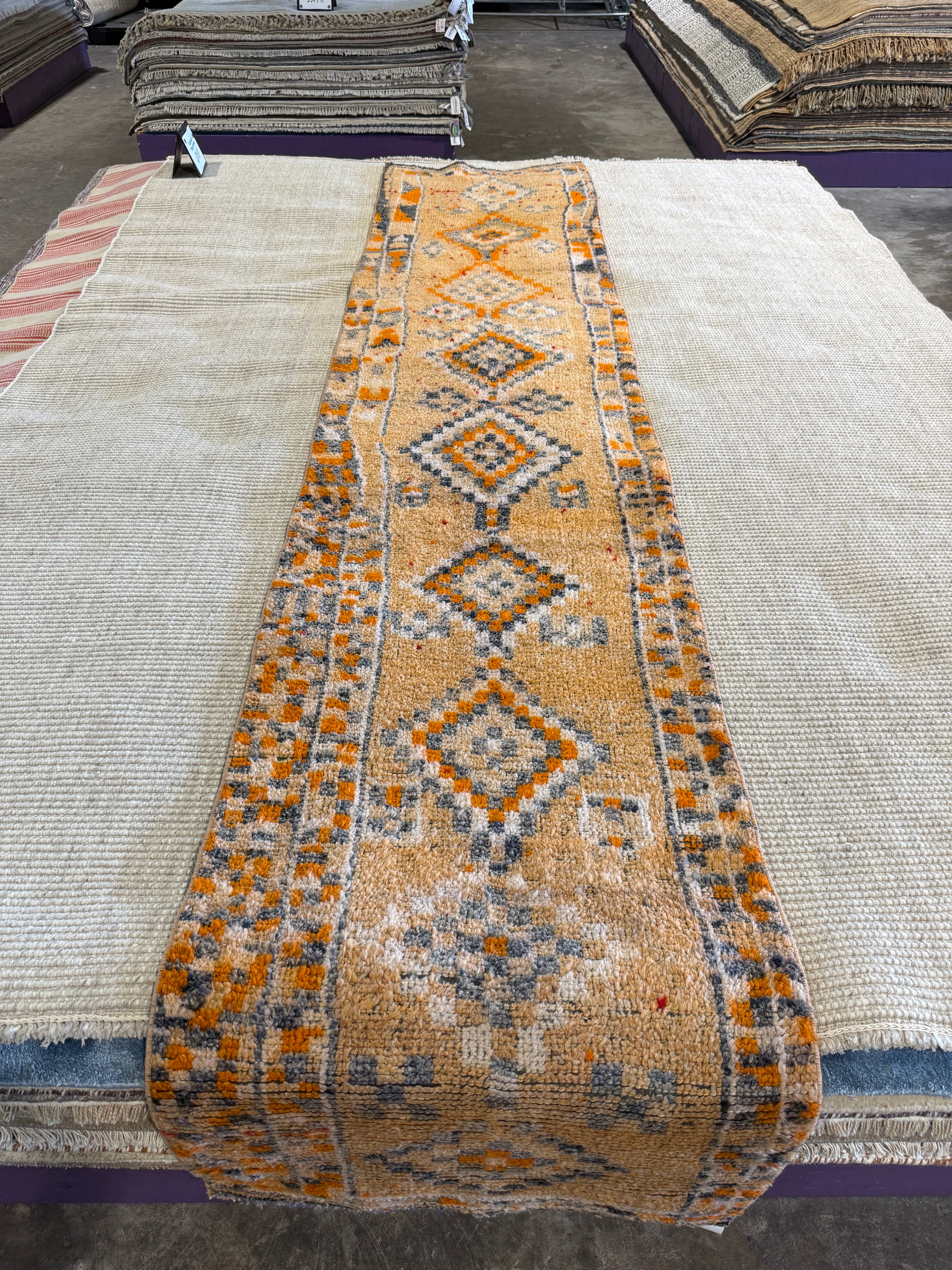 Octavia 2.5x12 Orange Hand-Knotted Vintage Turkish Oushak Runner