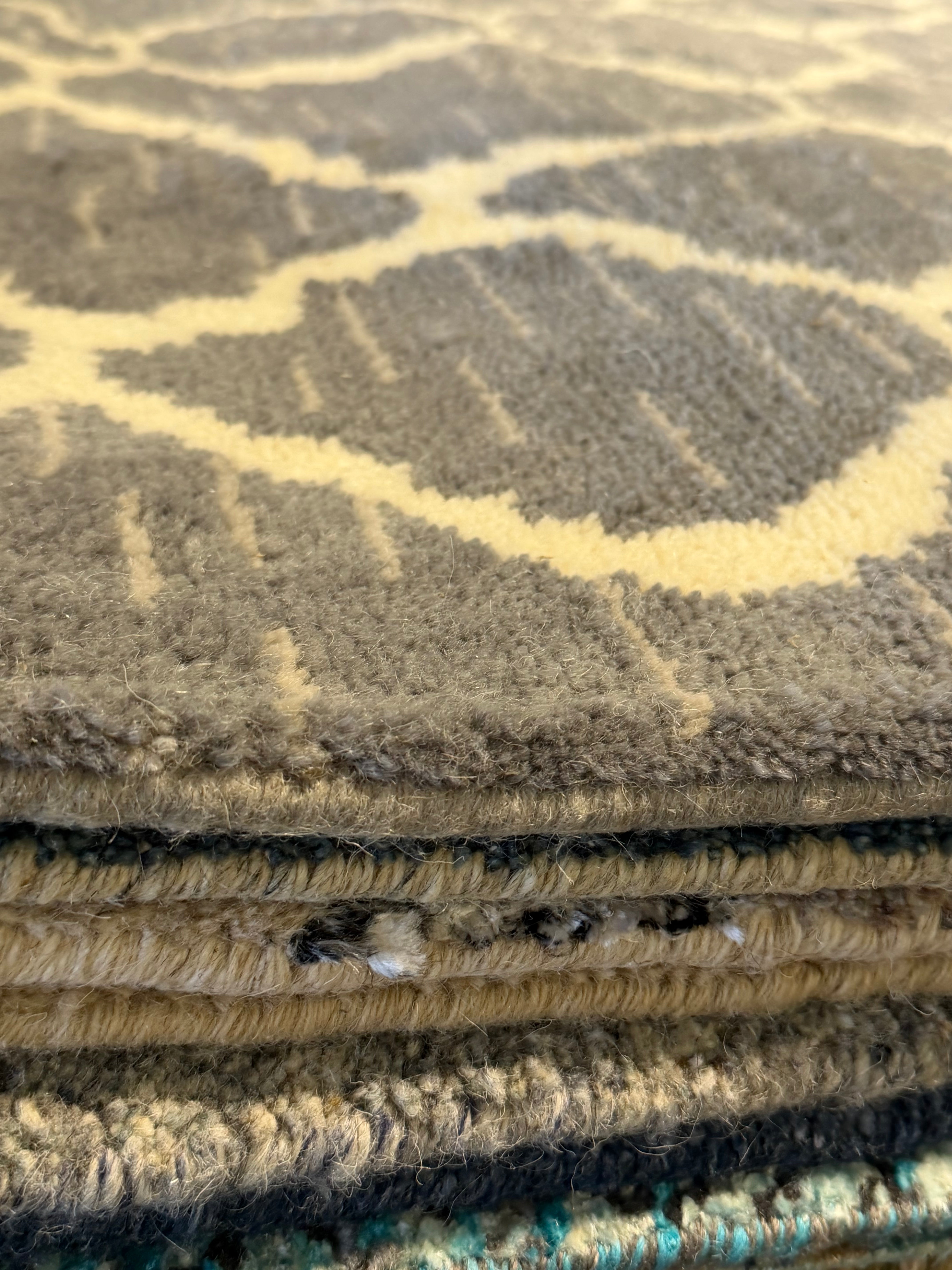John Reynolds 8x9.9 Grey Hand-Knotted Modern Rug