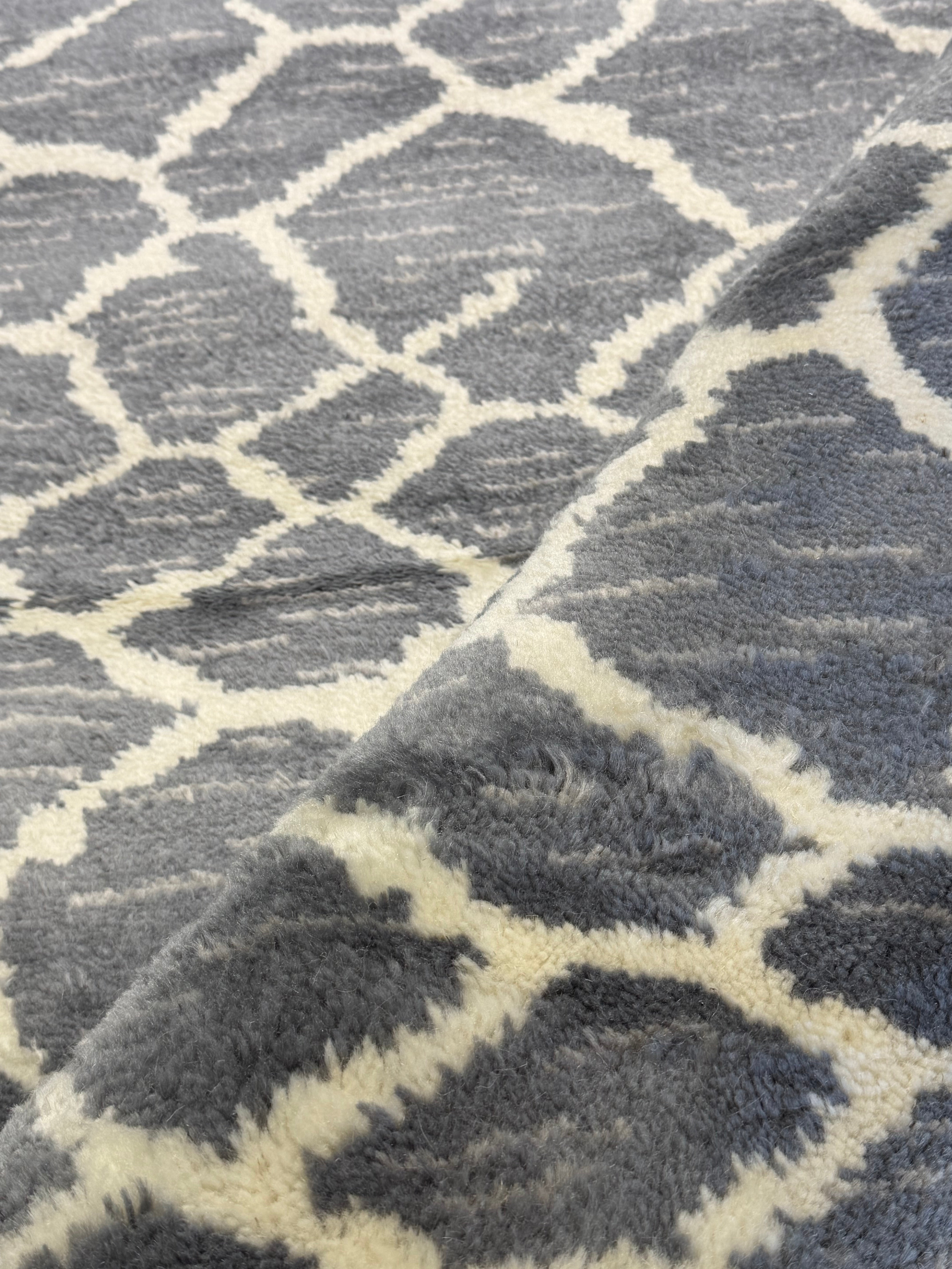 John Reynolds 8x9.9 Grey Hand-Knotted Modern Rug