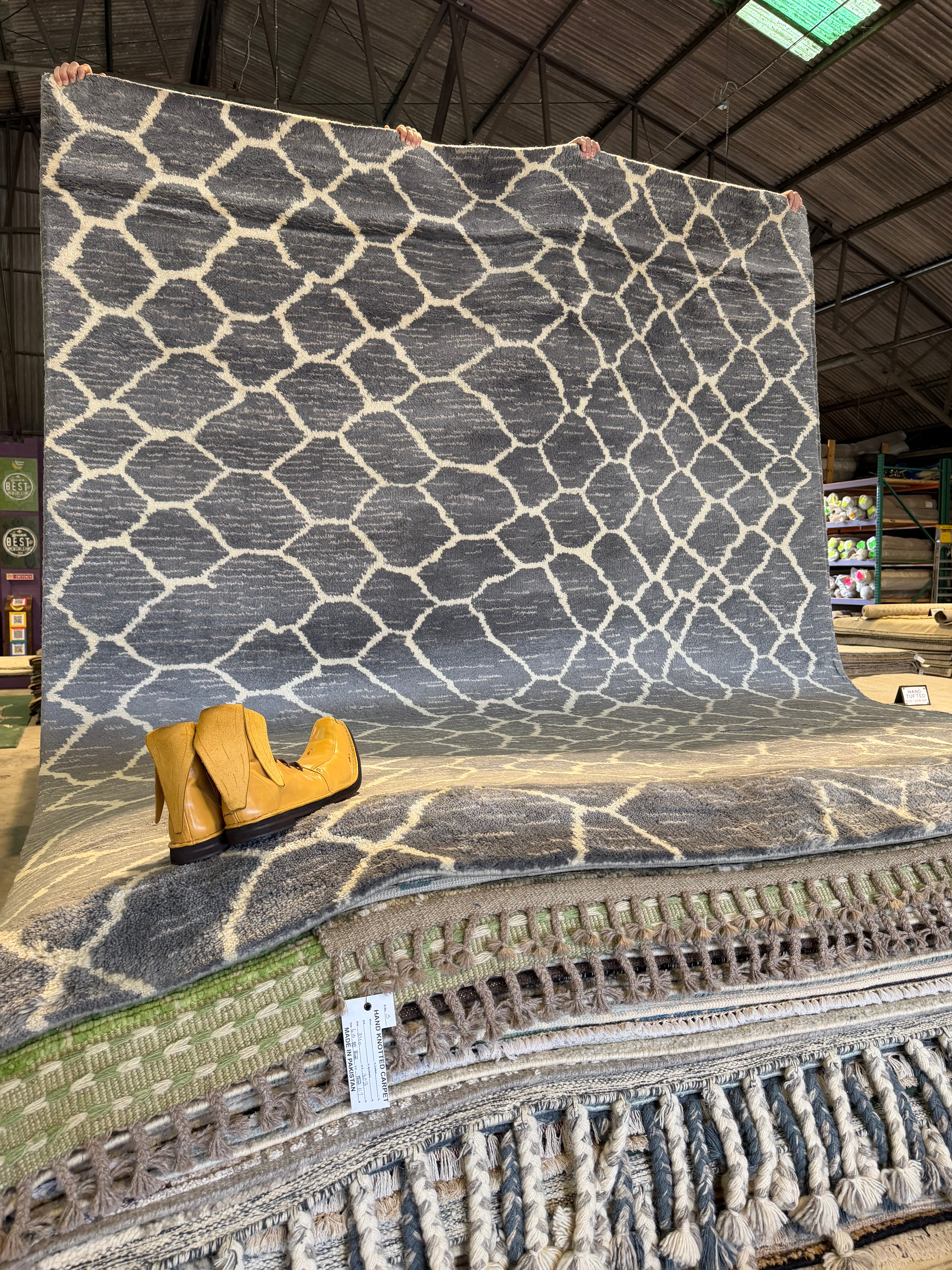 John Reynolds 8x9.9 Grey Hand-Knotted Modern Rug