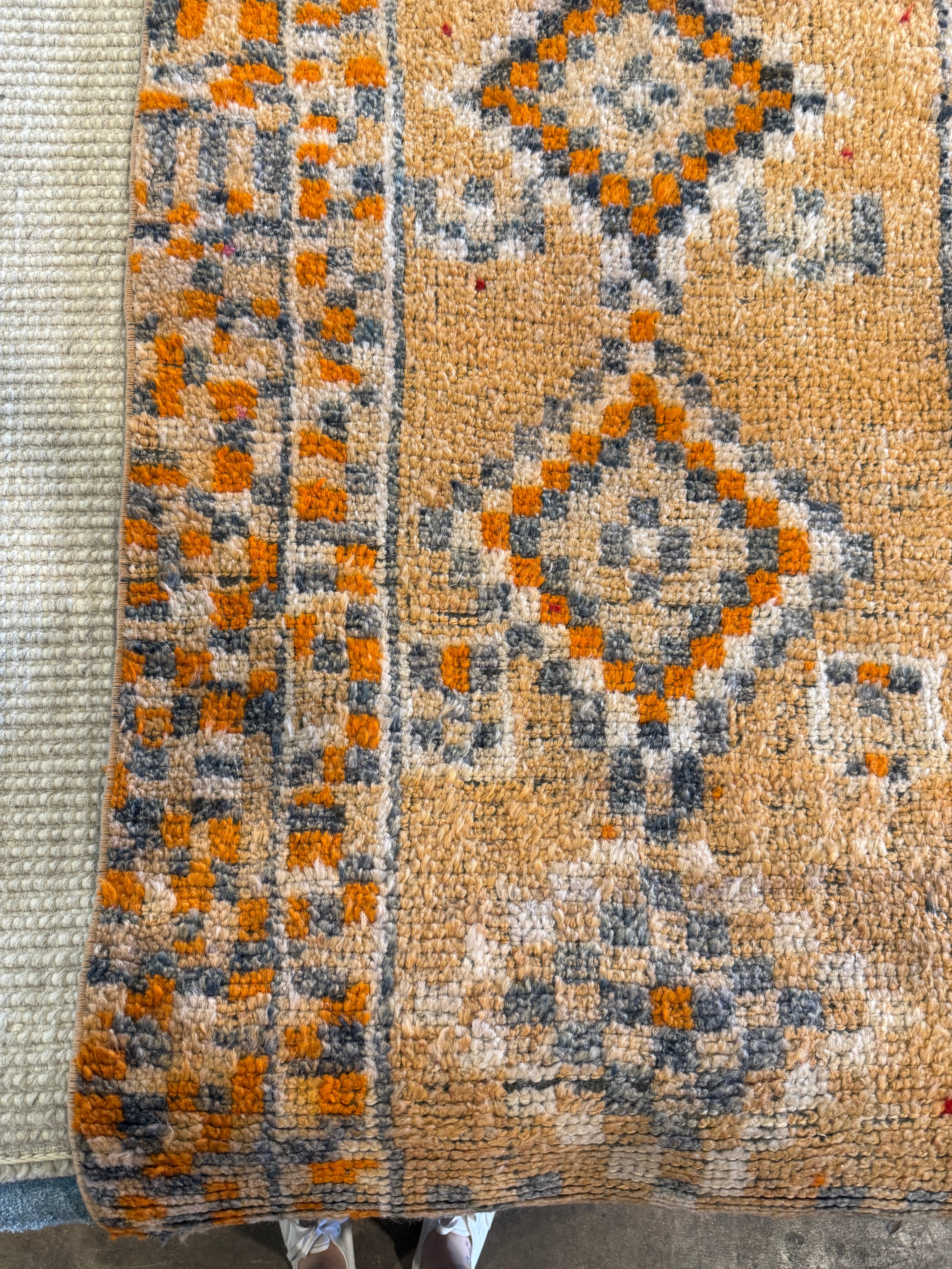 Octavia 2.5x12 Orange Hand-Knotted Vintage Turkish Oushak Runner