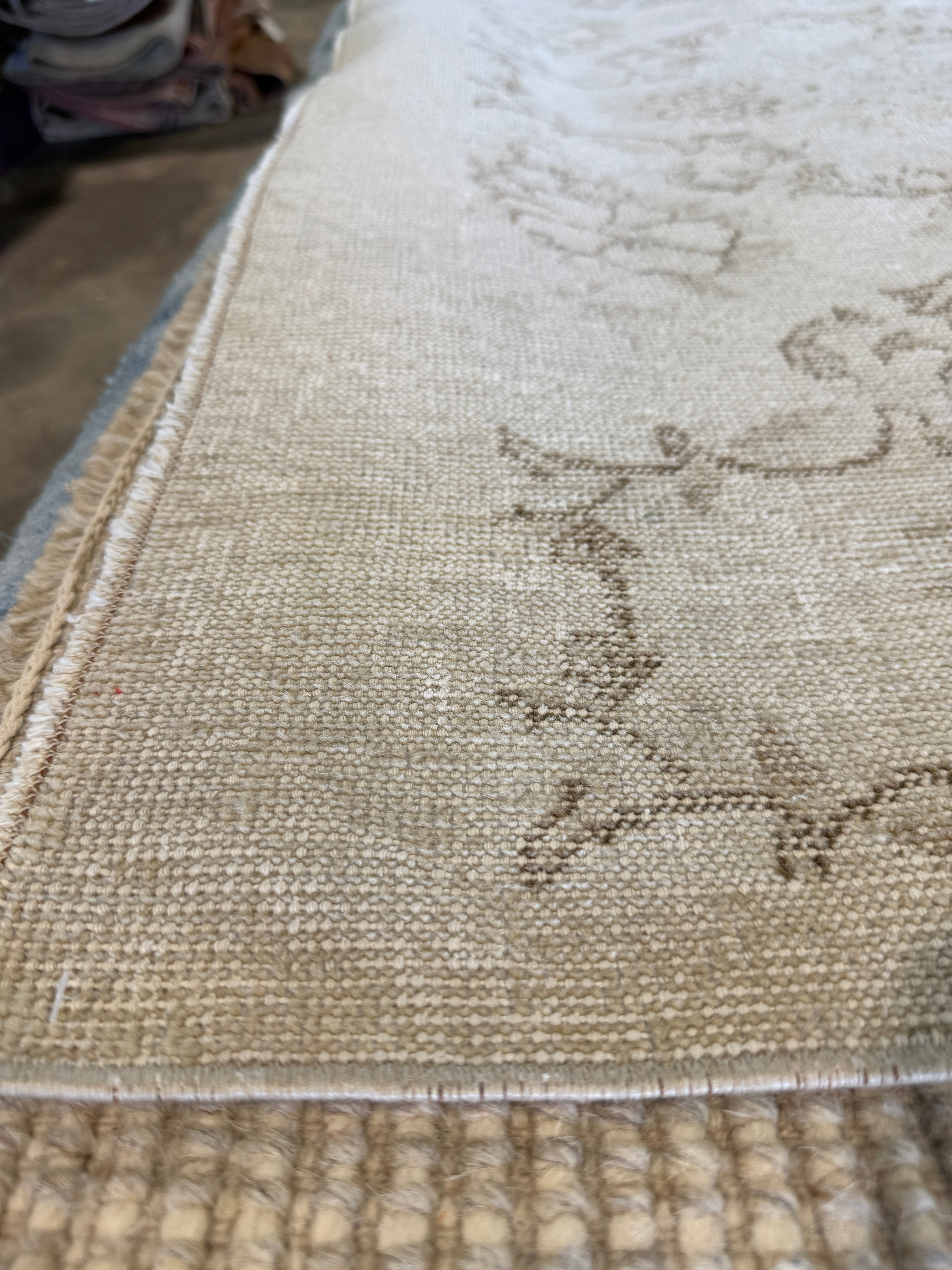 Madrid 4x7.11 Grey Hand-Knotted Vintage Turkish Oushak Runner