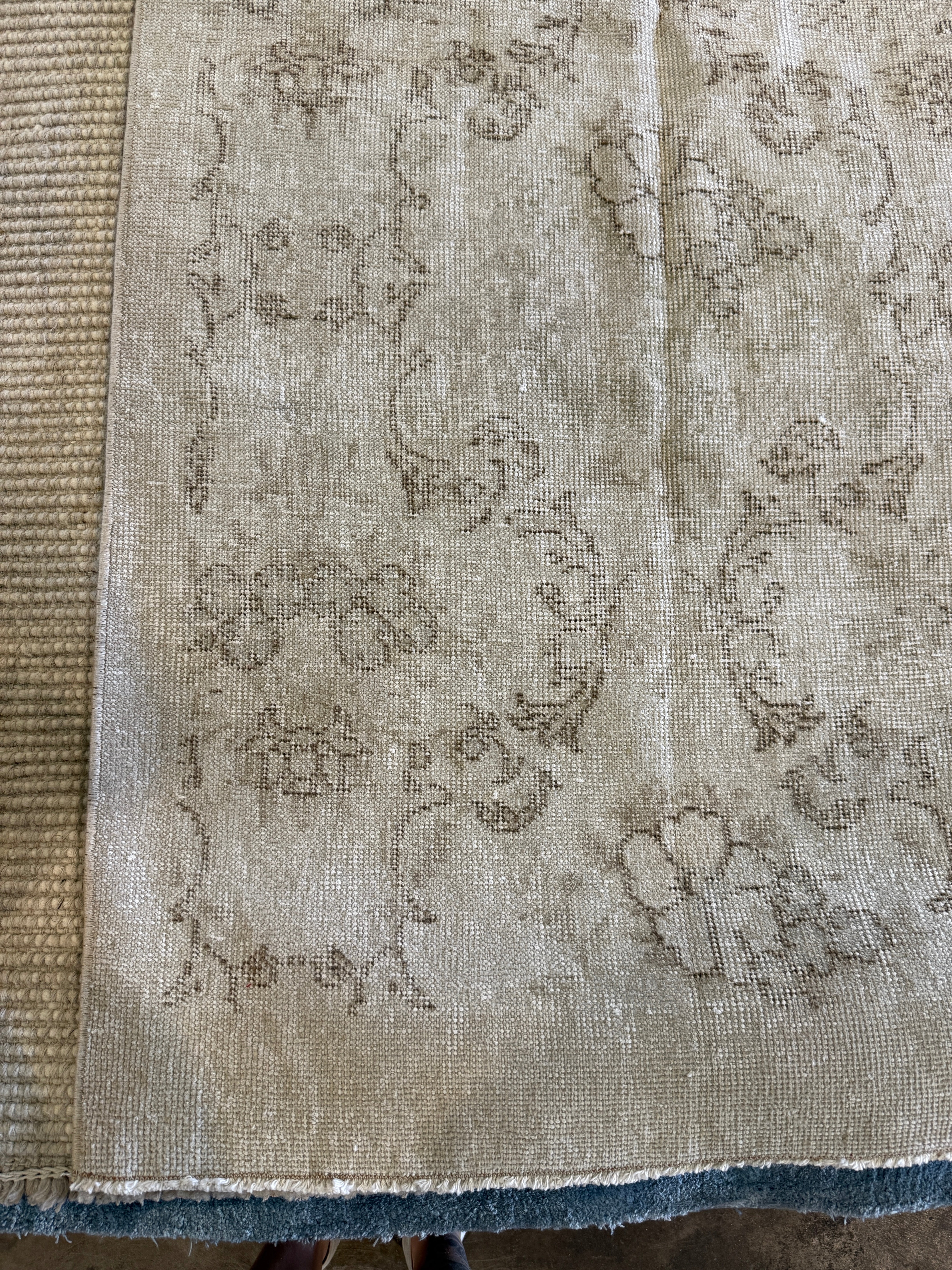 Madrid 4x7.11 Grey Hand-Knotted Vintage Turkish Oushak Runner