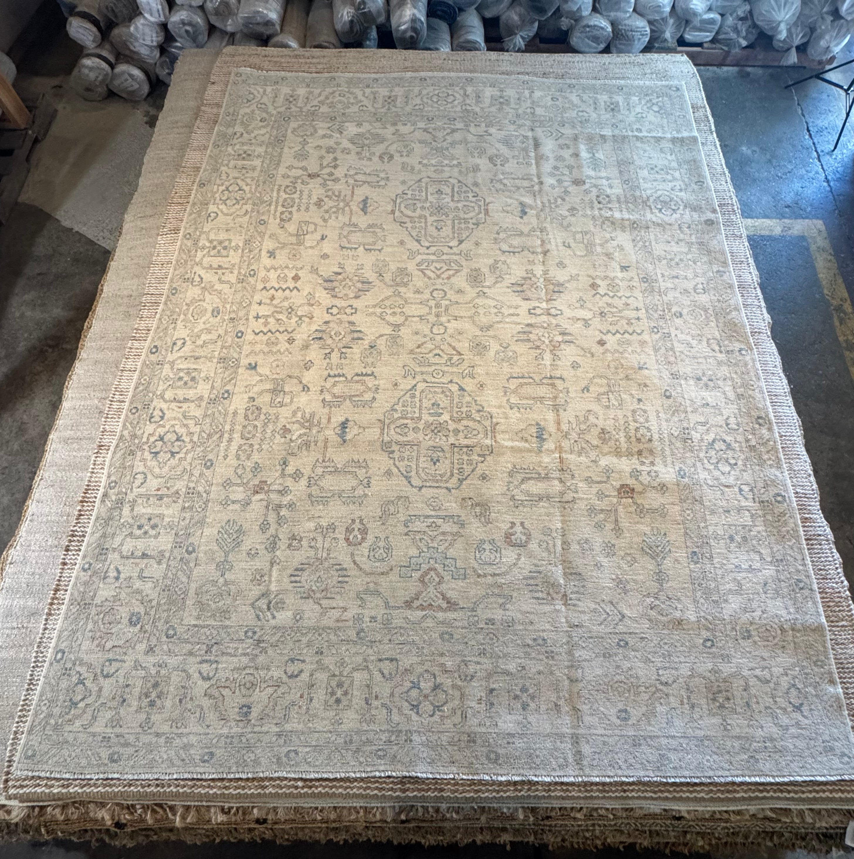 Emily Barber 7.7x10.3 Cream Whitewashed Afghani Oushak