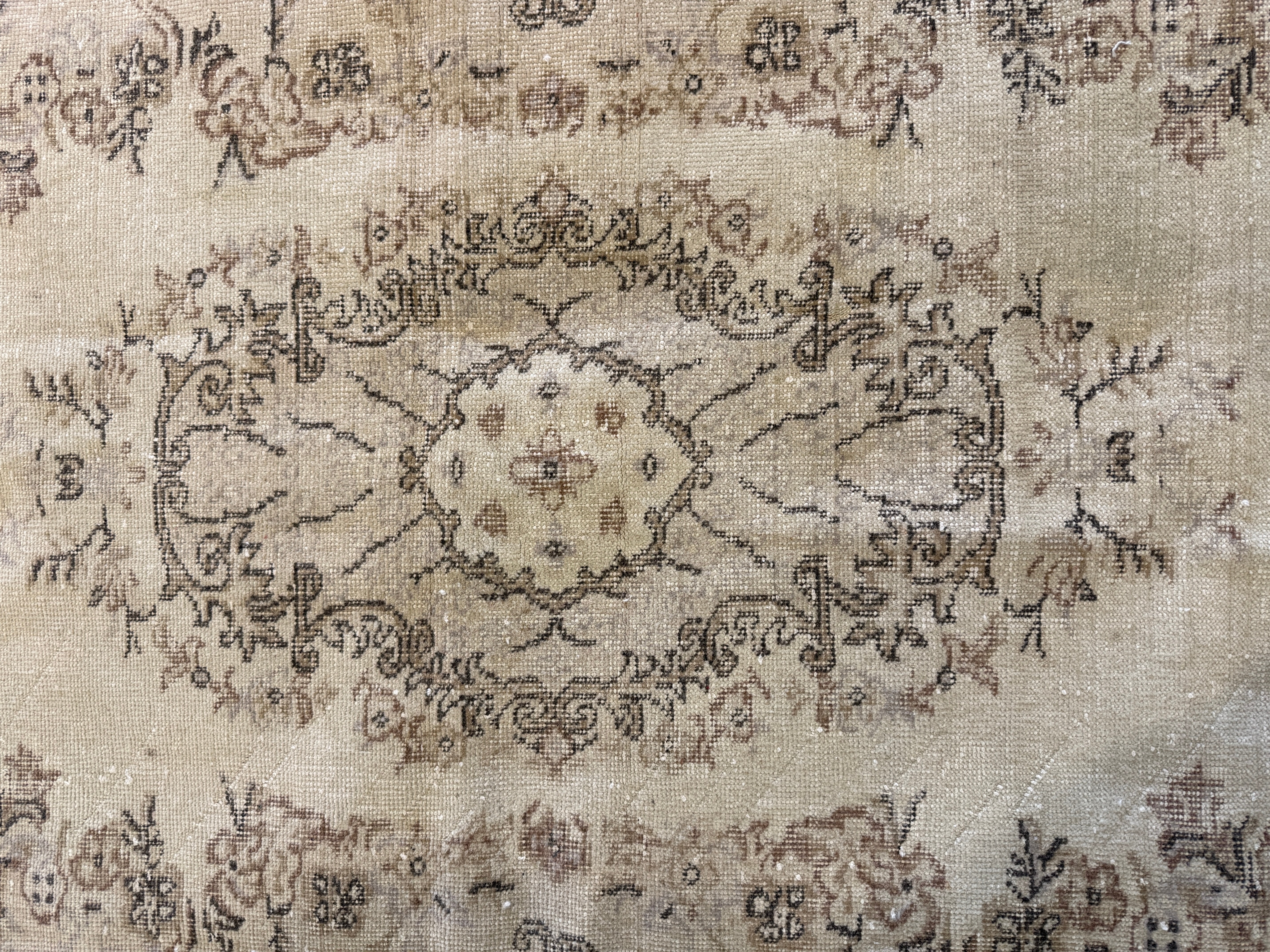 Loren Bunt 3.11x6.9 Brown Hand-Knotted Vintage Turkish Oushak