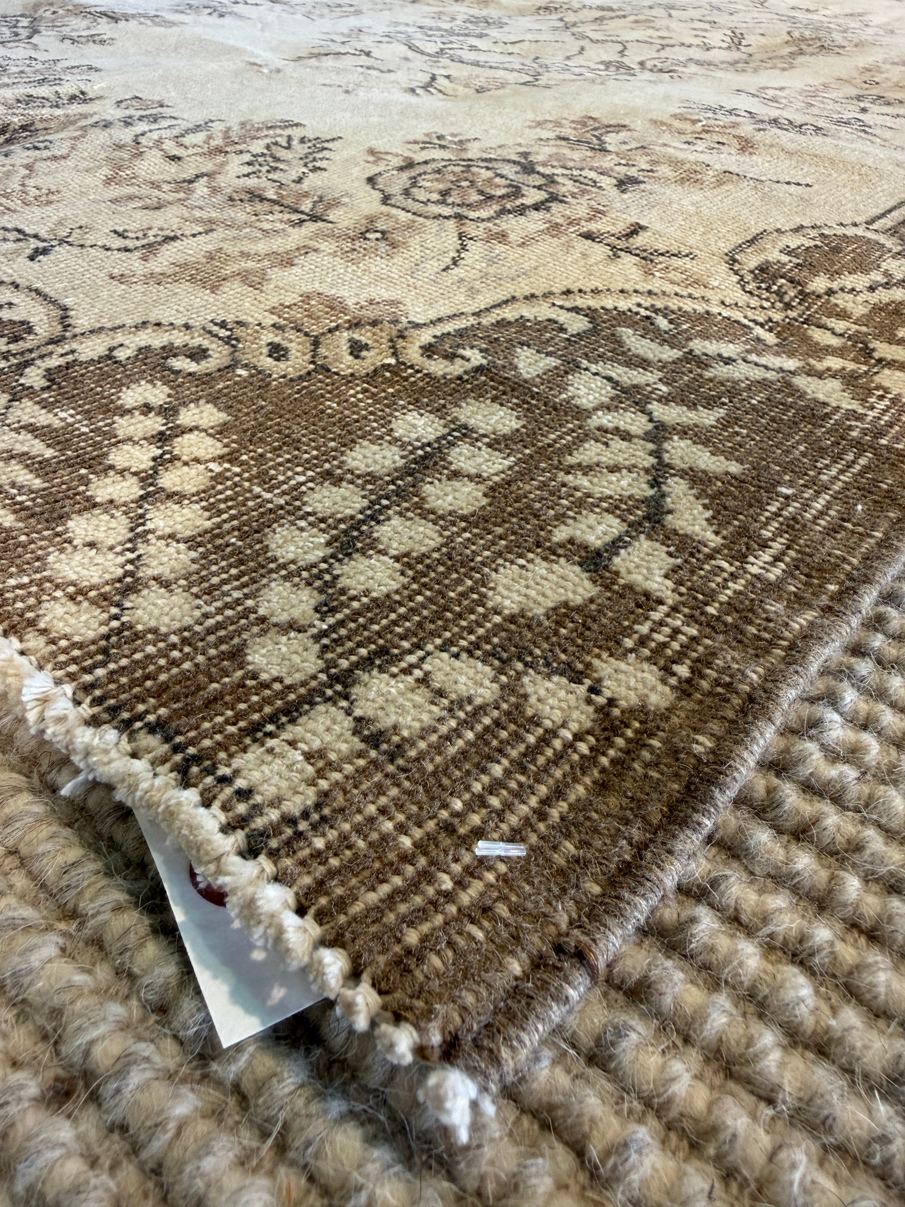 Loren Bunt 3.11x6.9 Brown Hand-Knotted Vintage Turkish Oushak