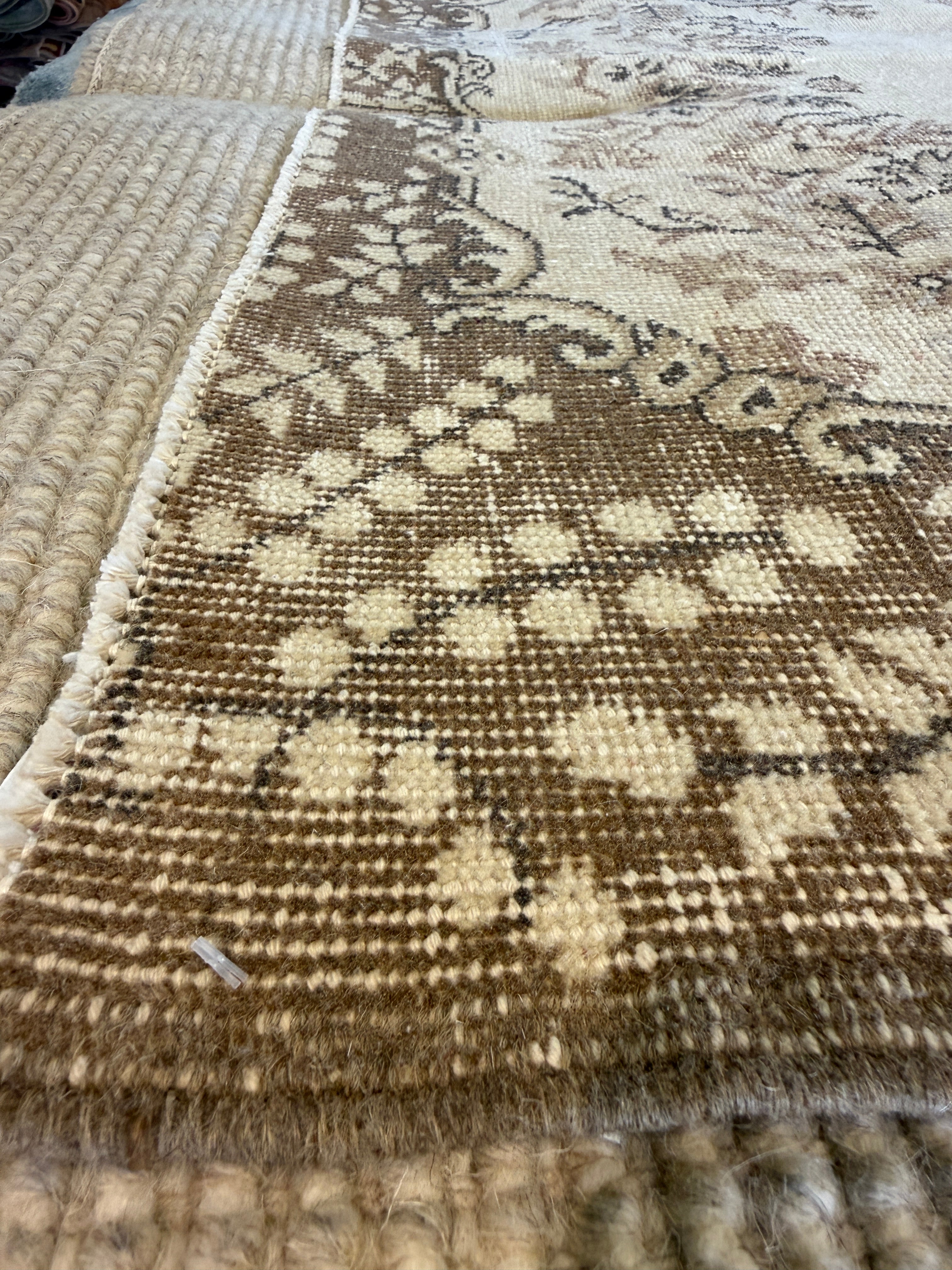 Loren Bunt 3.11x6.9 Brown Hand-Knotted Vintage Turkish Oushak
