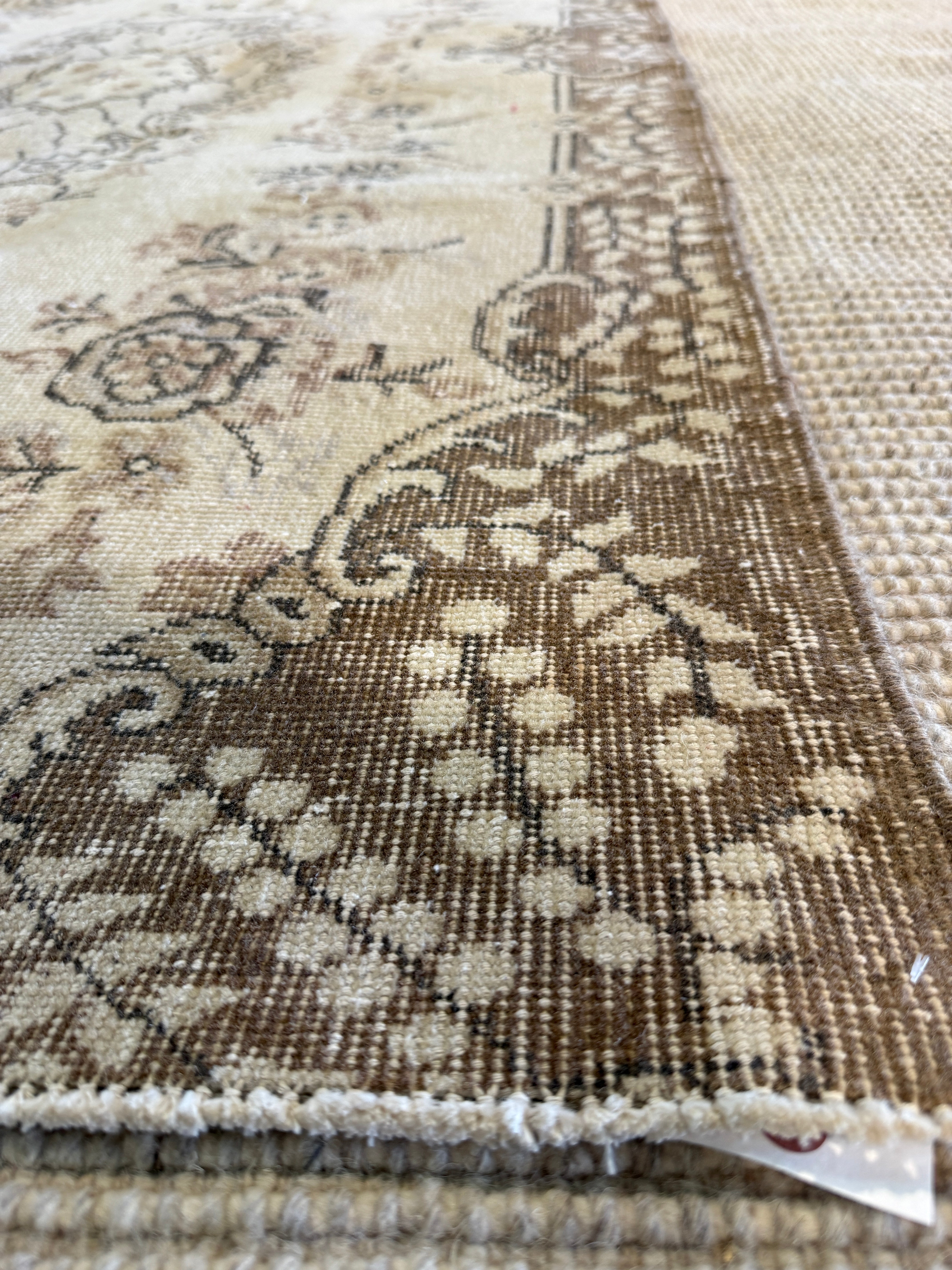 Loren Bunt 3.11x6.9 Brown Hand-Knotted Vintage Turkish Oushak