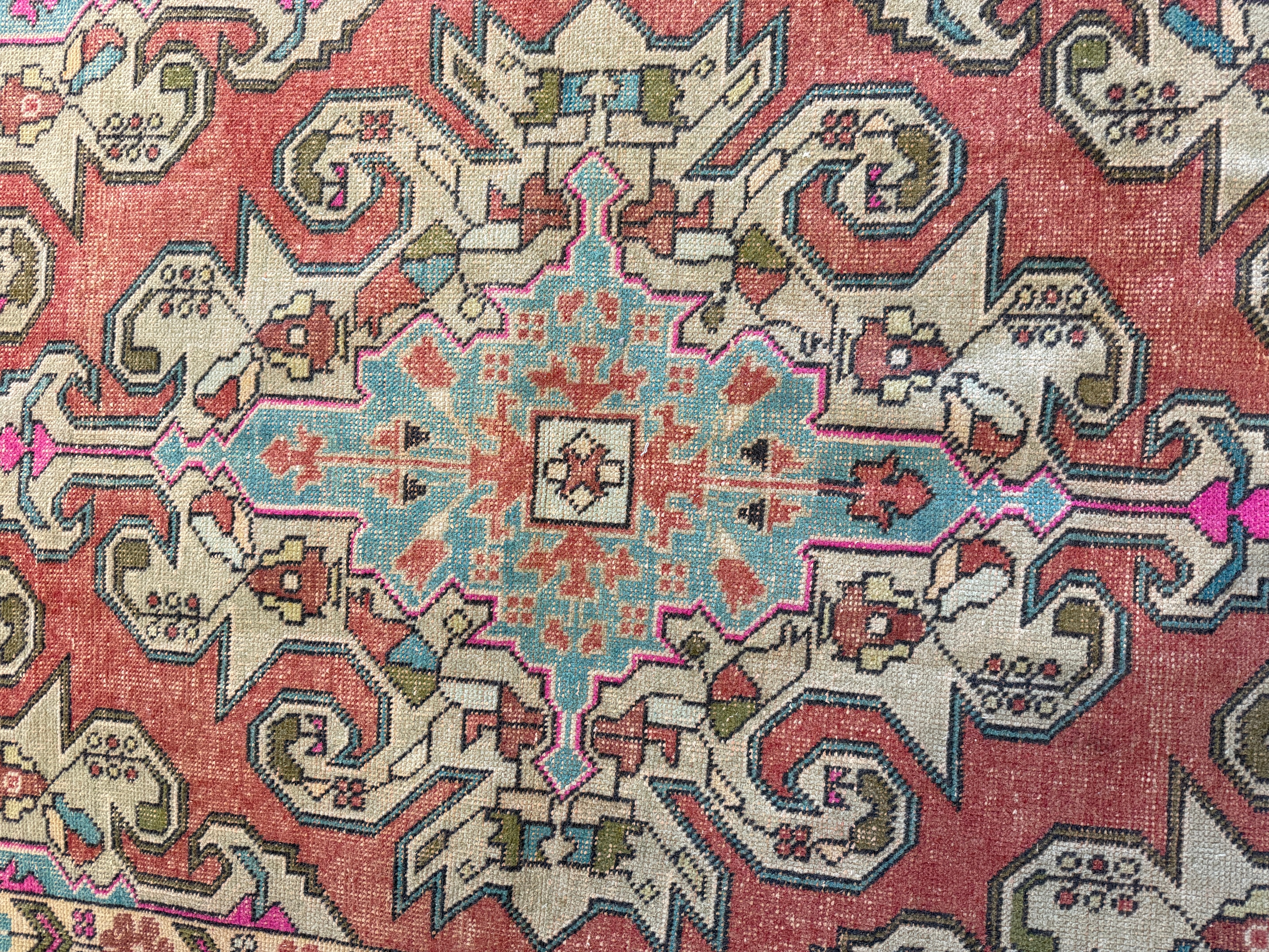 Penny Smith 4.6x7.6 Pink Hand-Knotted Vintage Turkish Oushak