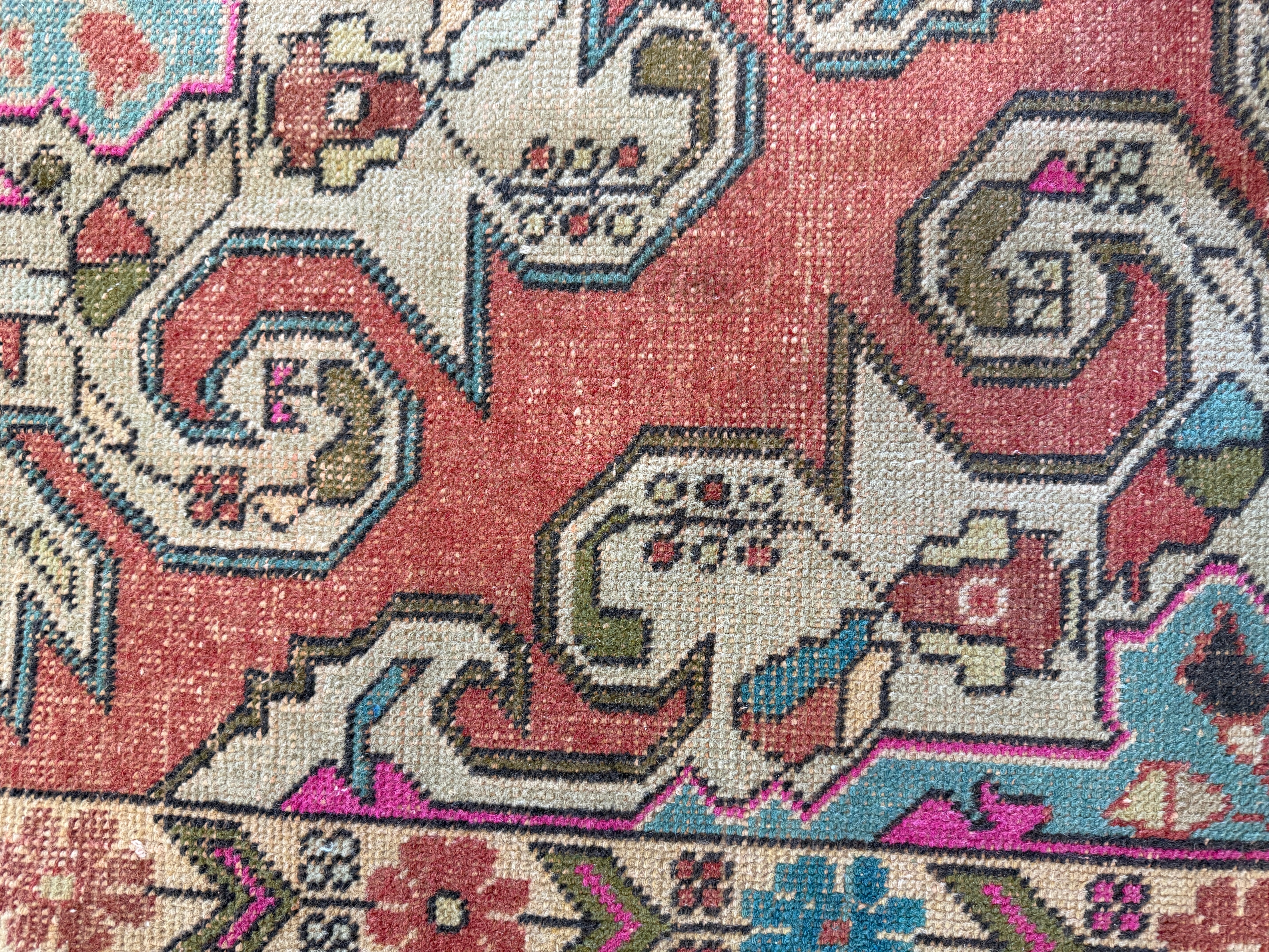 Penny Smith 4.6x7.6 Pink Hand-Knotted Vintage Turkish Oushak