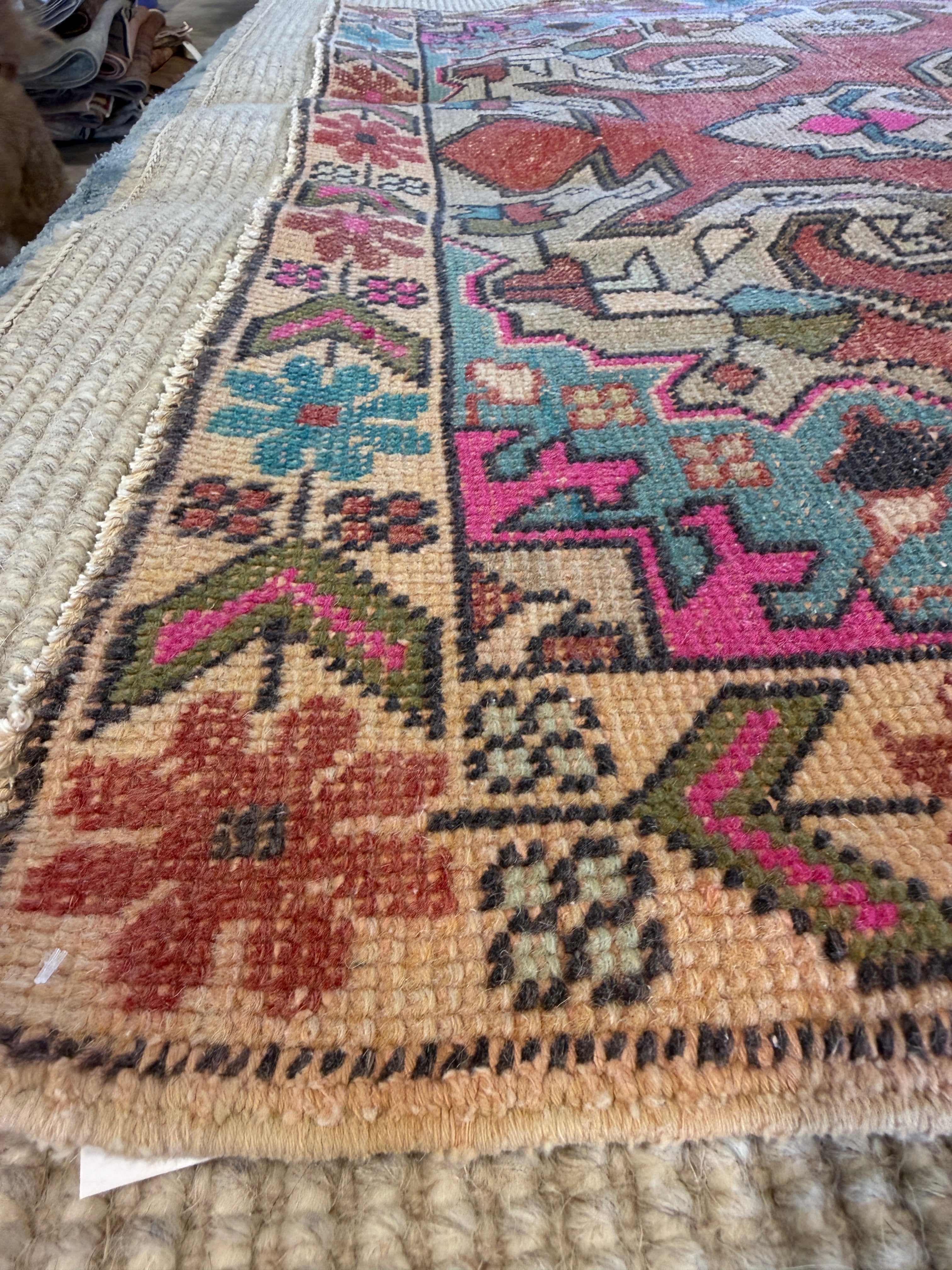 Penny Smith 4.6x7.6 Pink Hand-Knotted Vintage Turkish Oushak