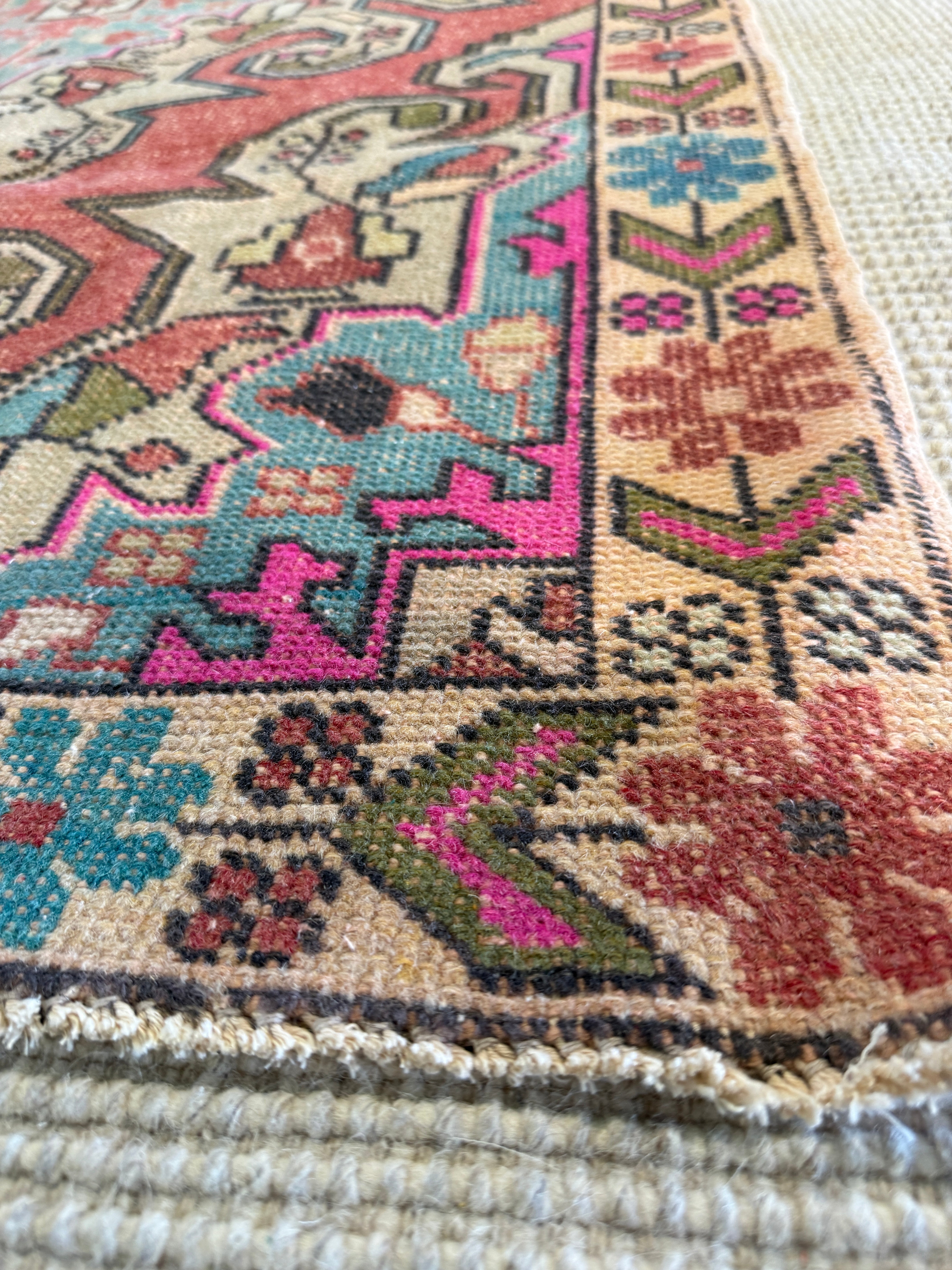 Penny Smith 4.6x7.6 Pink Hand-Knotted Vintage Turkish Oushak