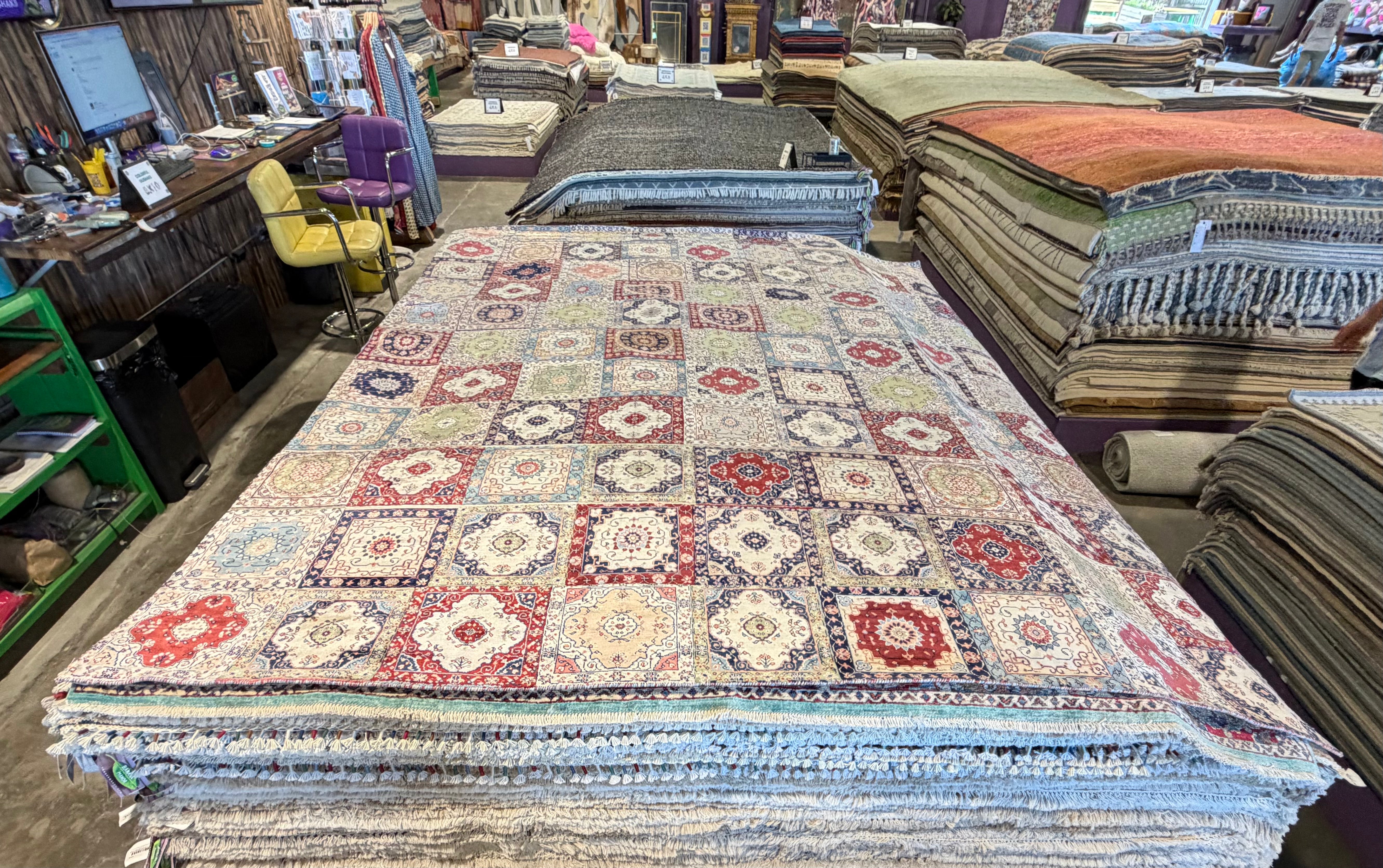 Young Carl O'Neill 8.3x10 Colorful Hand-Knotted Modern Patched Rug