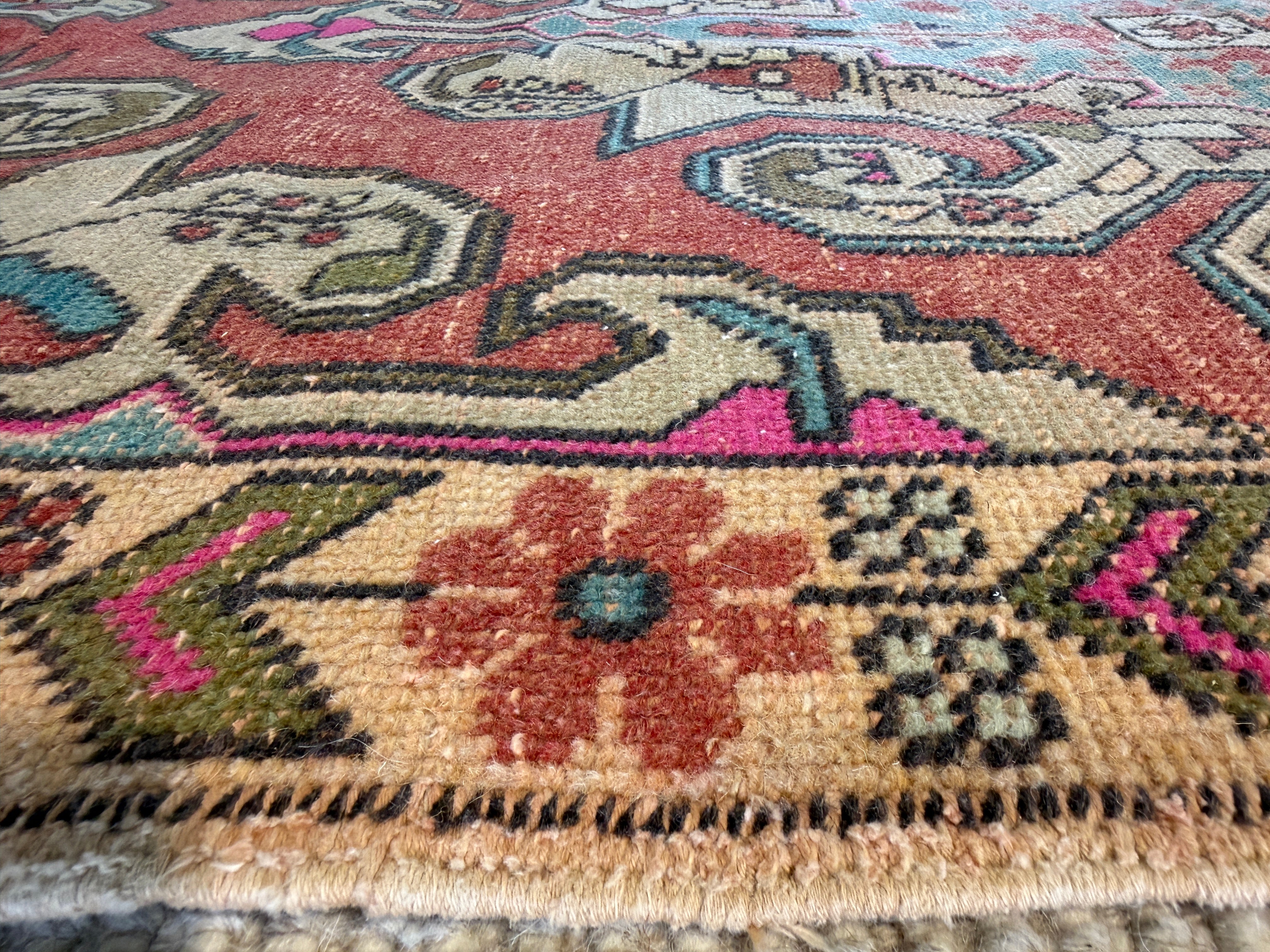 Penny Smith 4.6x7.6 Pink Hand-Knotted Vintage Turkish Oushak