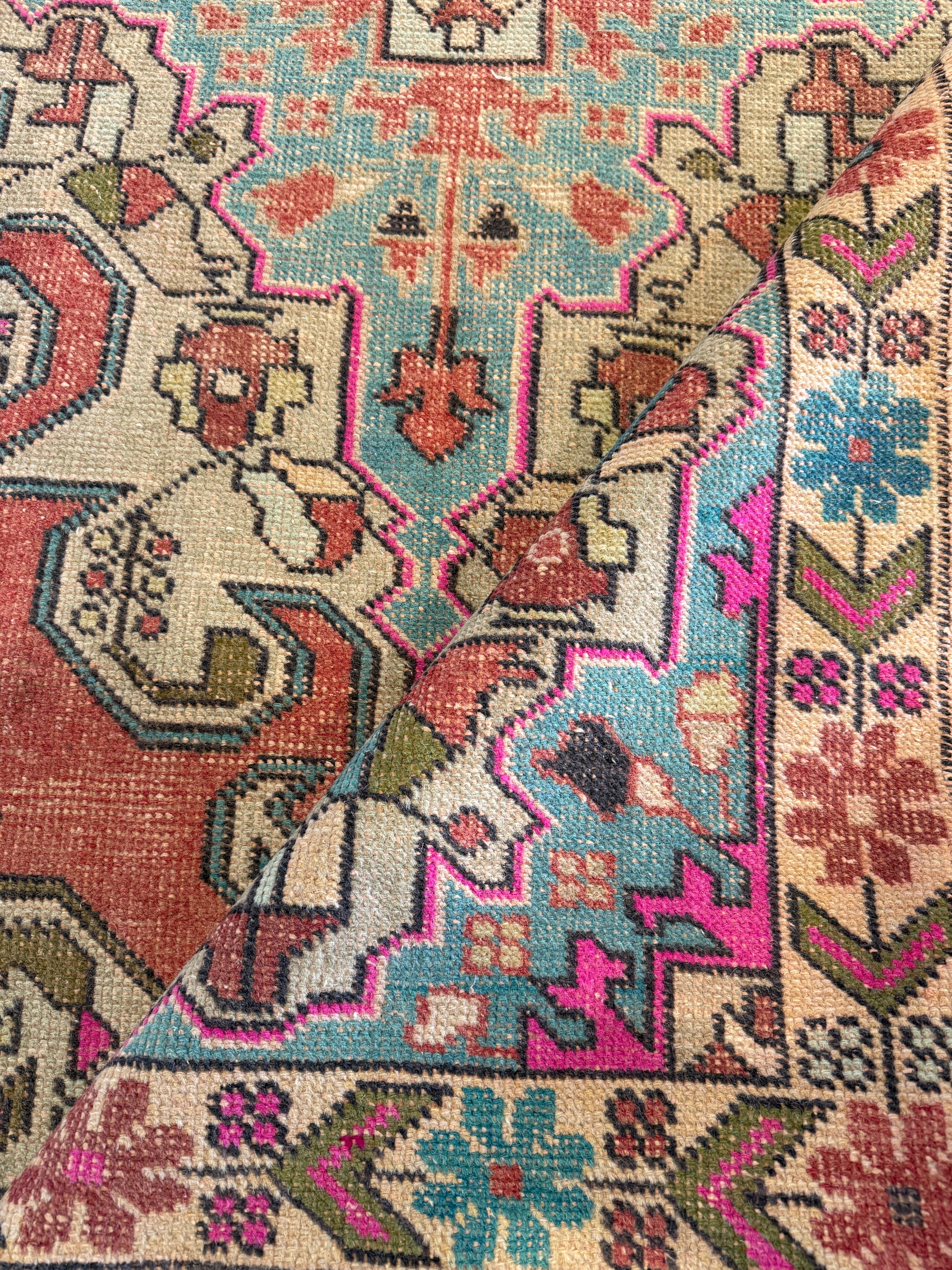 Penny Smith 4.6x7.6 Pink Hand-Knotted Vintage Turkish Oushak