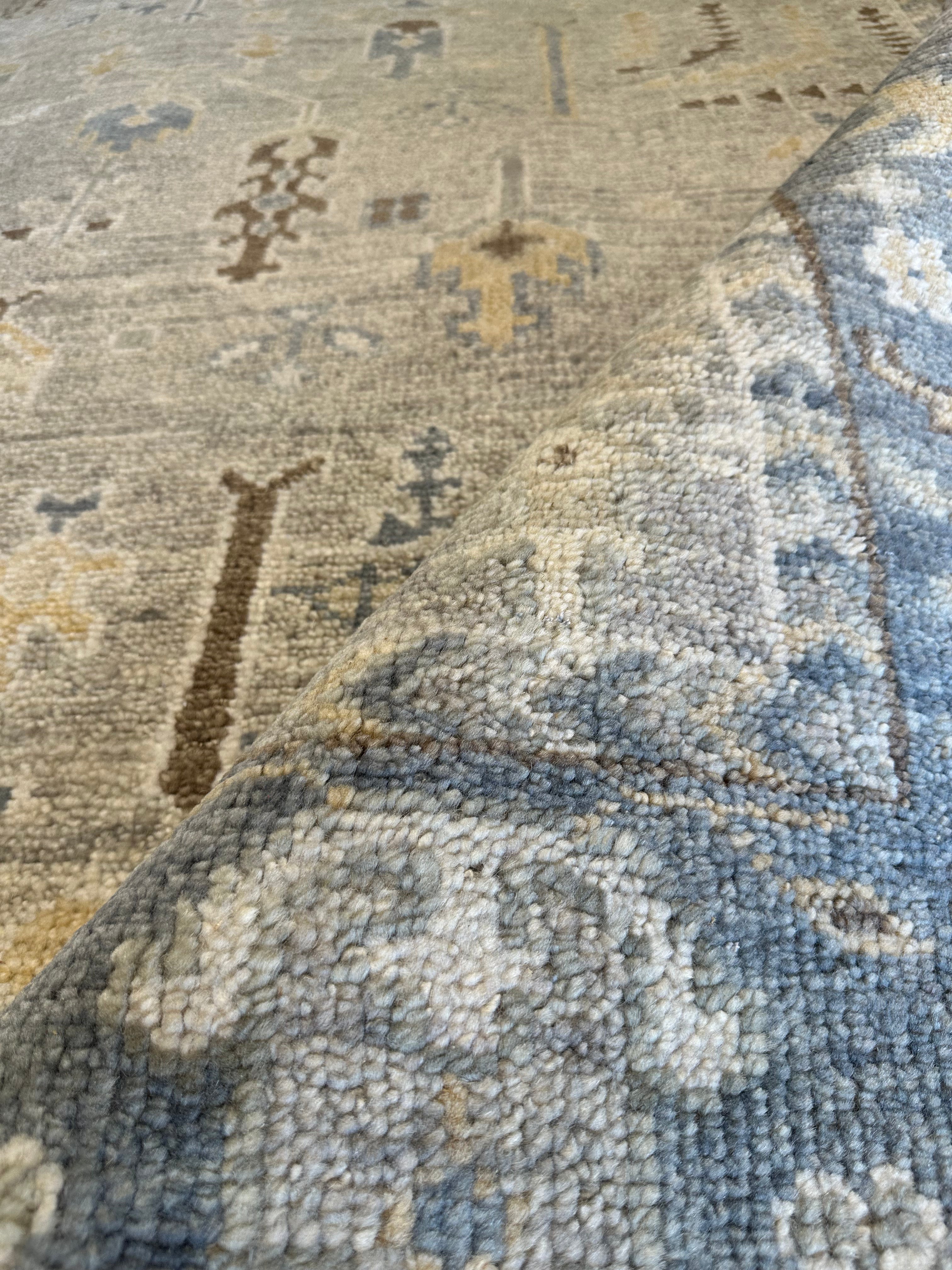 Sara Richmond 8x10  Grey Hand-Knotted Oushak Rug