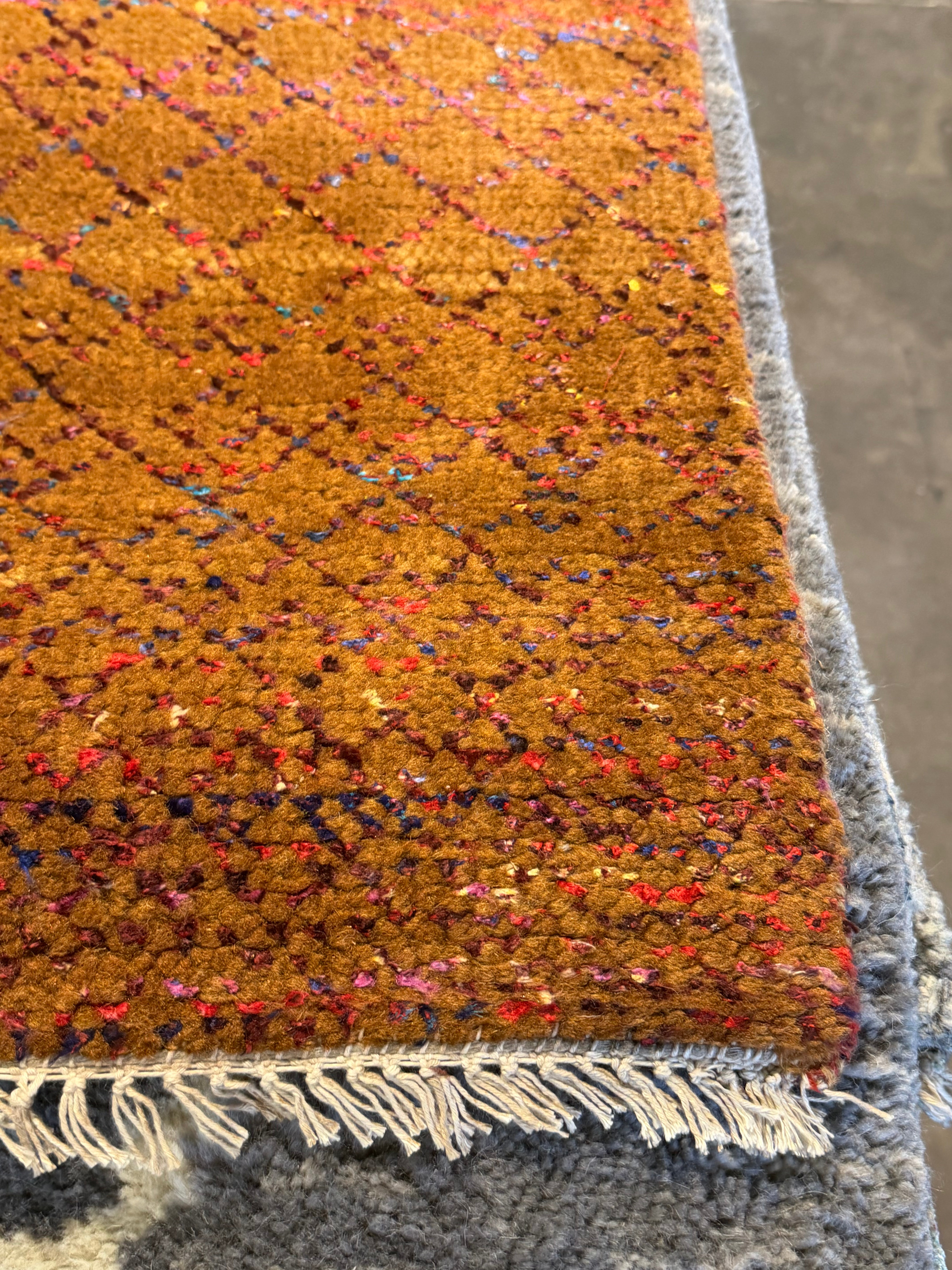 Christopher Atkins 8x10 Orange Hand-Knotted Modern Grass Style Rug