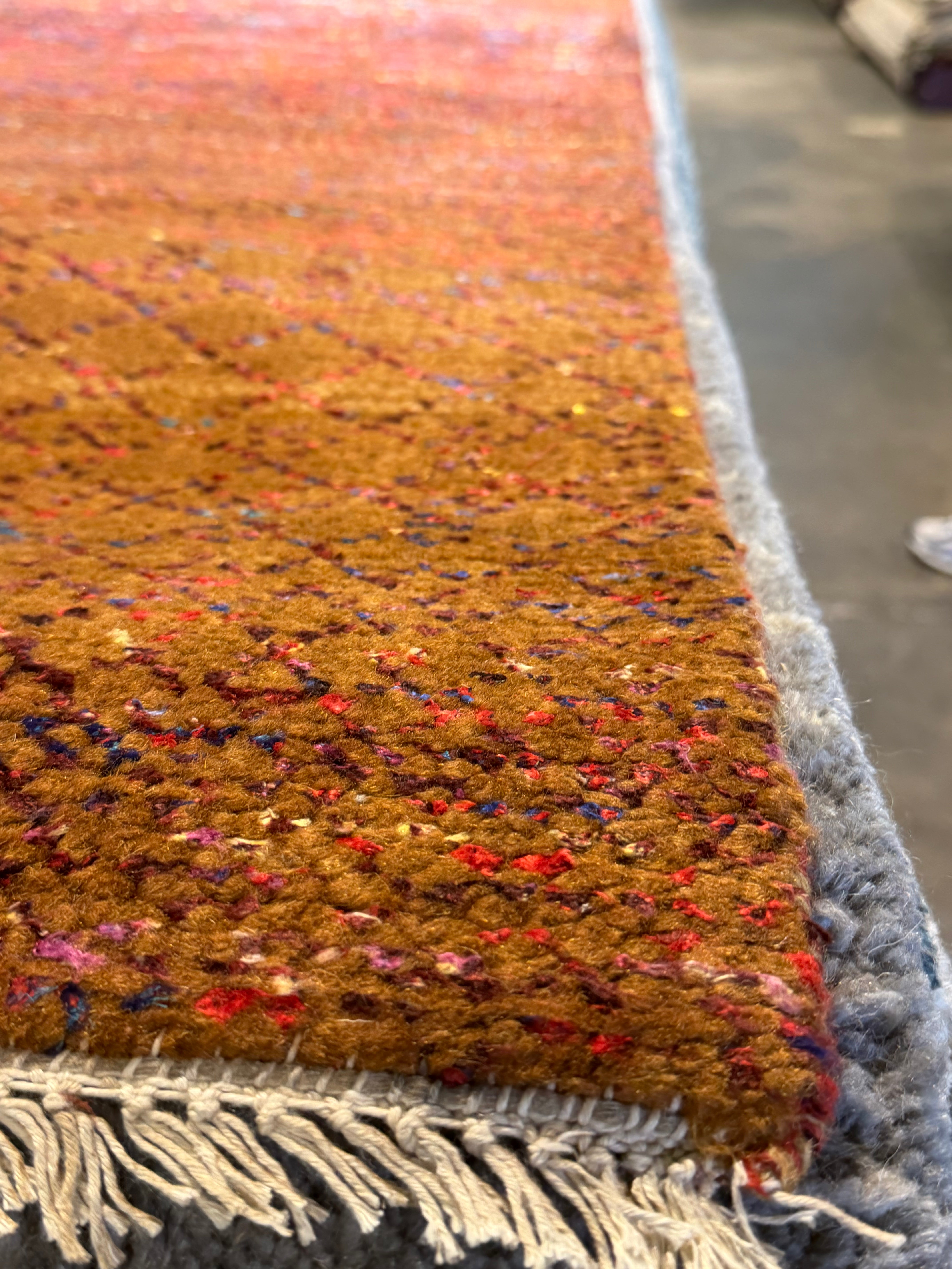 Christopher Atkins 8x10 Orange Hand-Knotted Modern Grass Style Rug