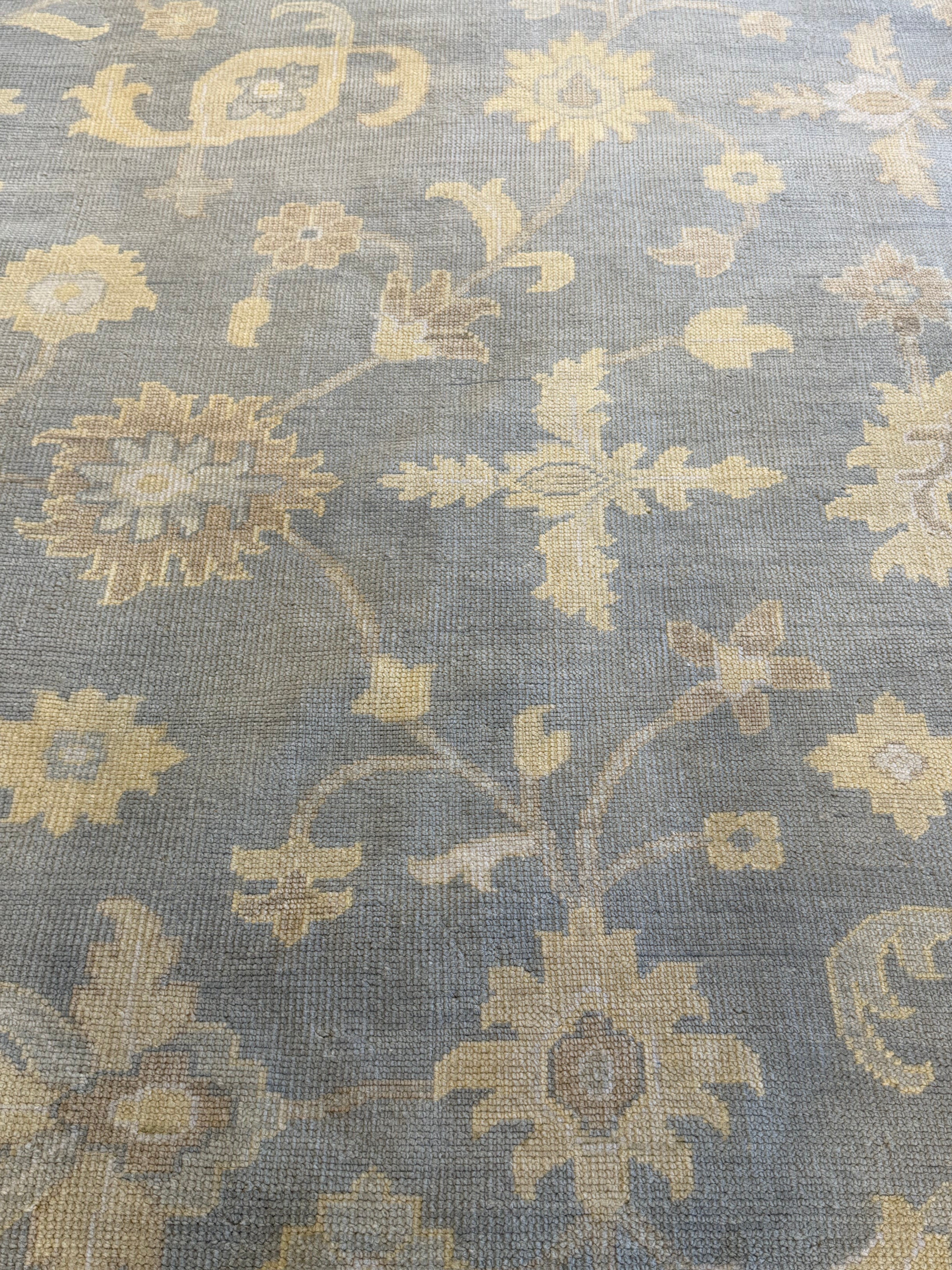Julia Louis-Dreyfus 9x12 Blue and Yellow Hand-Knotted Oushak Rug