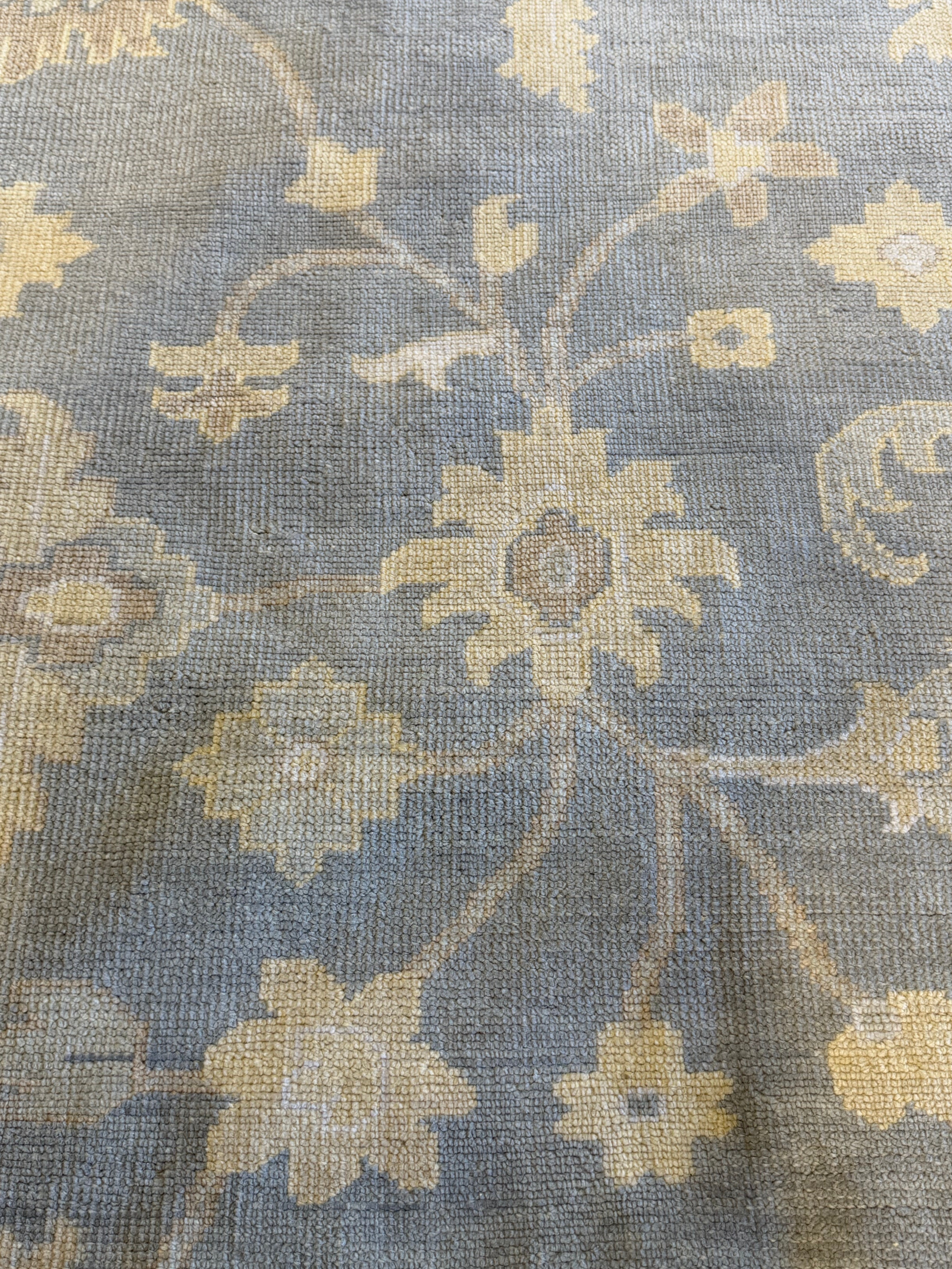 Julia Louis-Dreyfus 9x12 Blue and Yellow Hand-Knotted Oushak Rug