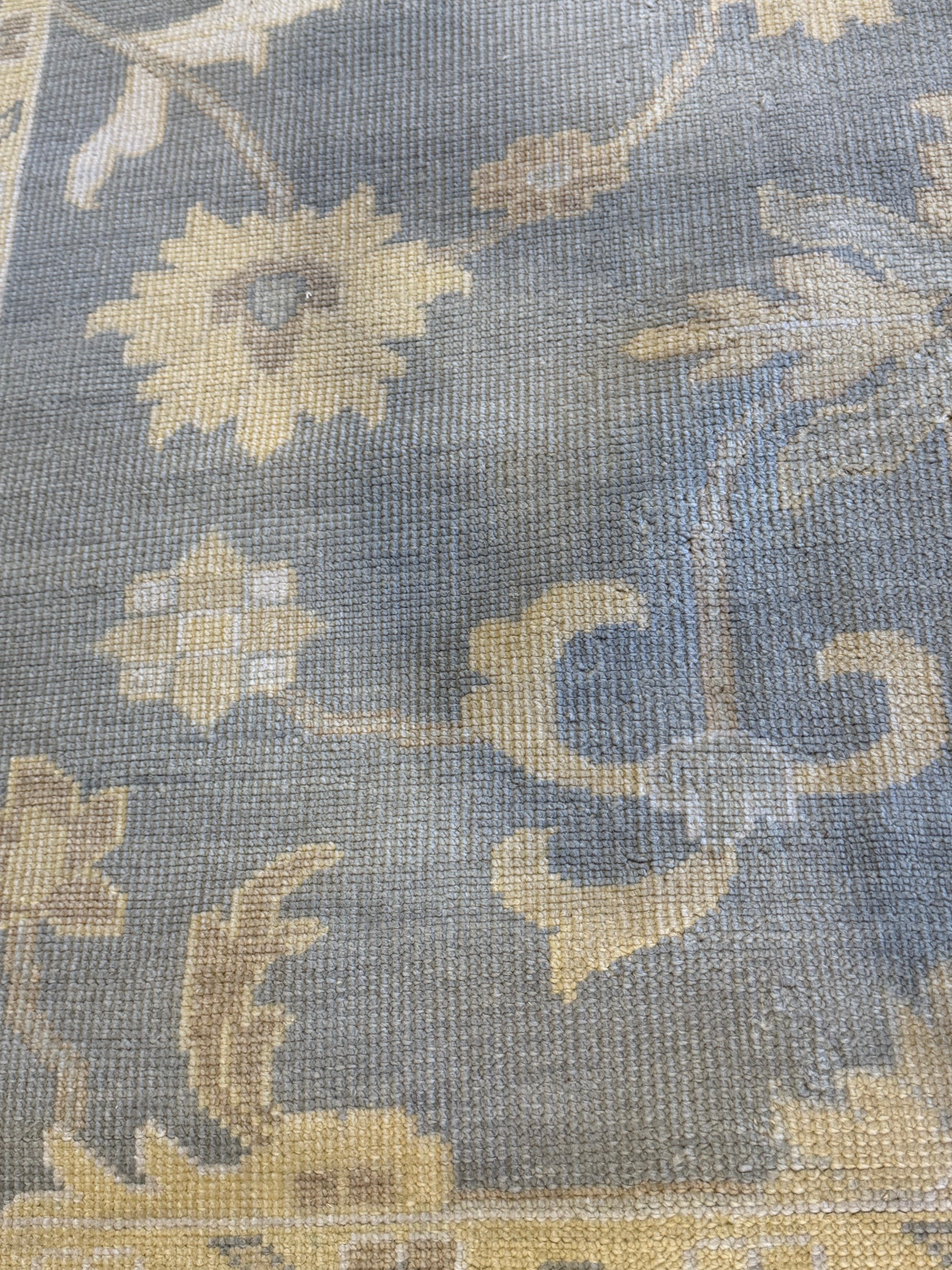Julia Louis-Dreyfus 9x12 Blue and Yellow Hand-Knotted Oushak Rug