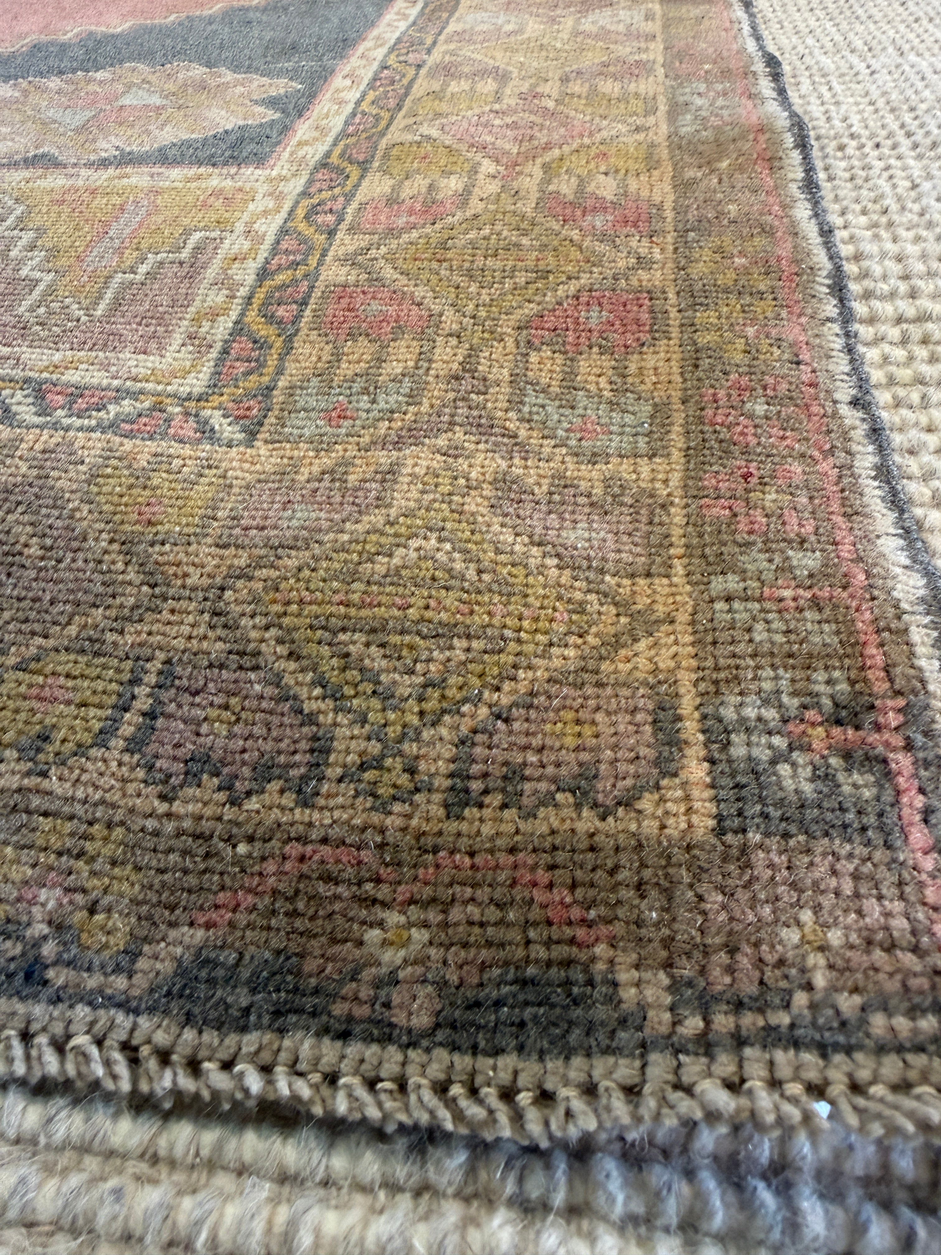 Roberta Pisco 4.3x7.6 Pink Hand-Knotted Vintage Turkish Oushak