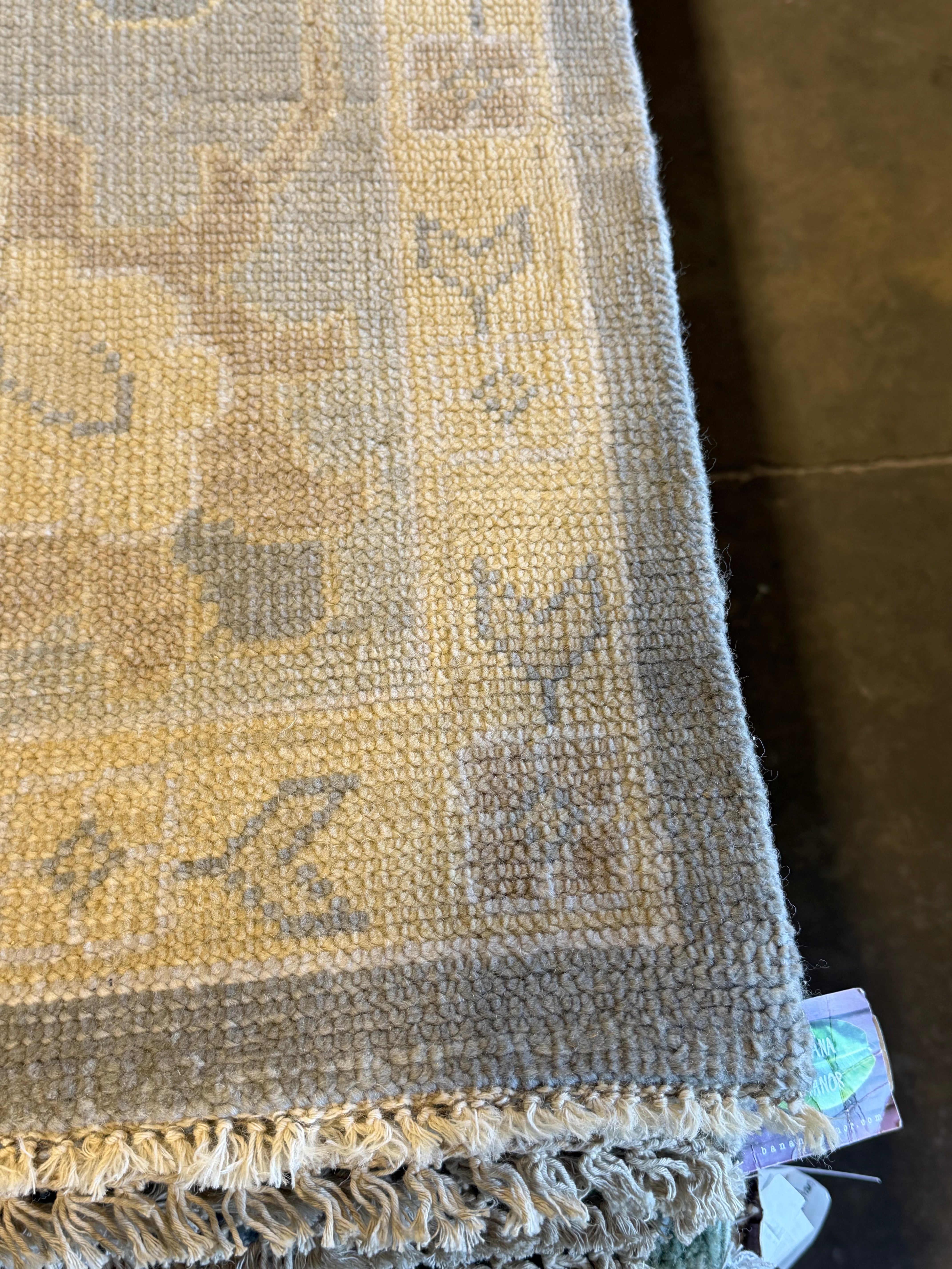 Julia Louis-Dreyfus 9x12 Blue and Yellow Hand-Knotted Oushak Rug