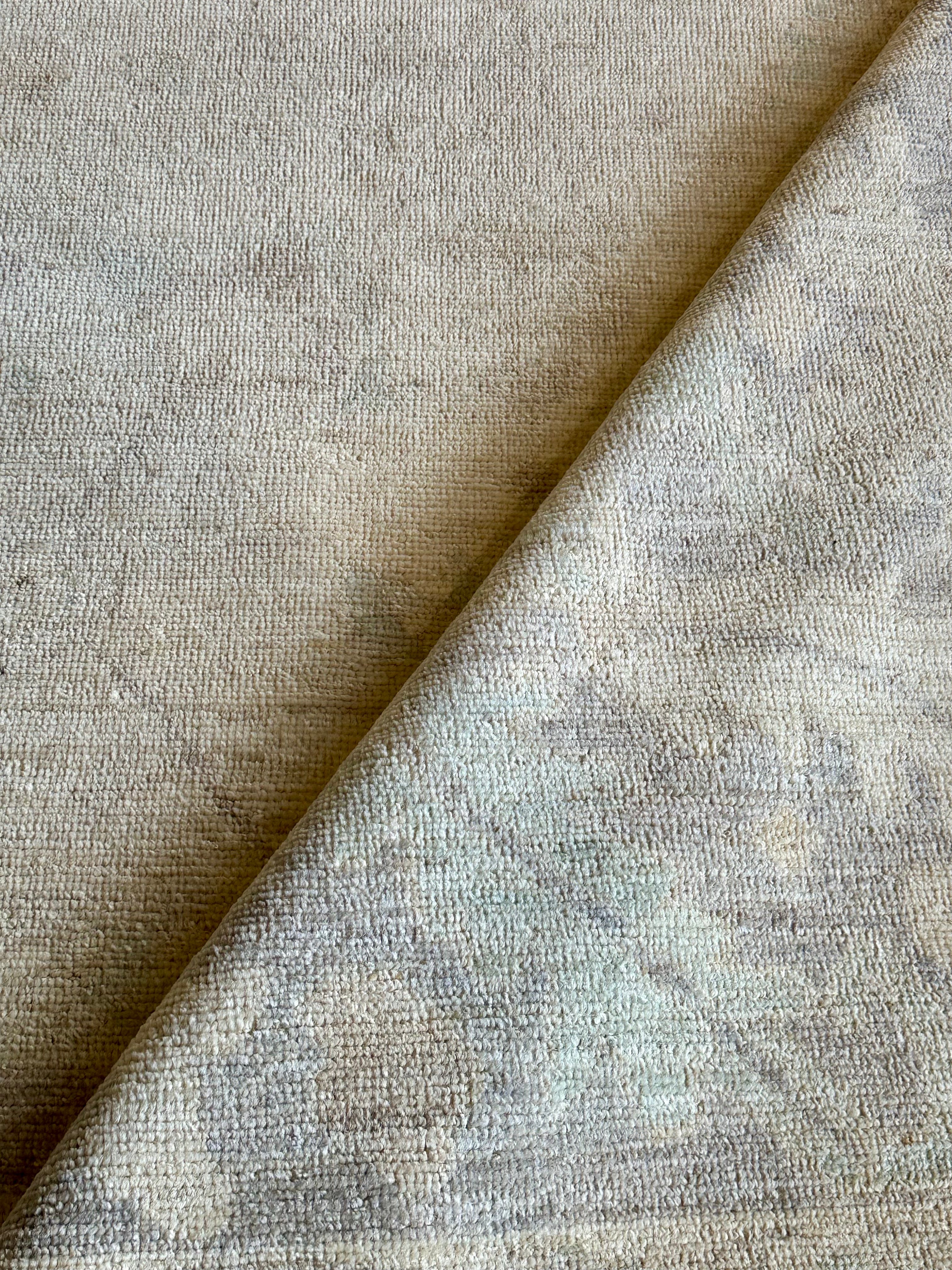 Aidy Bryant 9.2x11.10 Cream & Lavender Hand-Knotted Oushak Rug