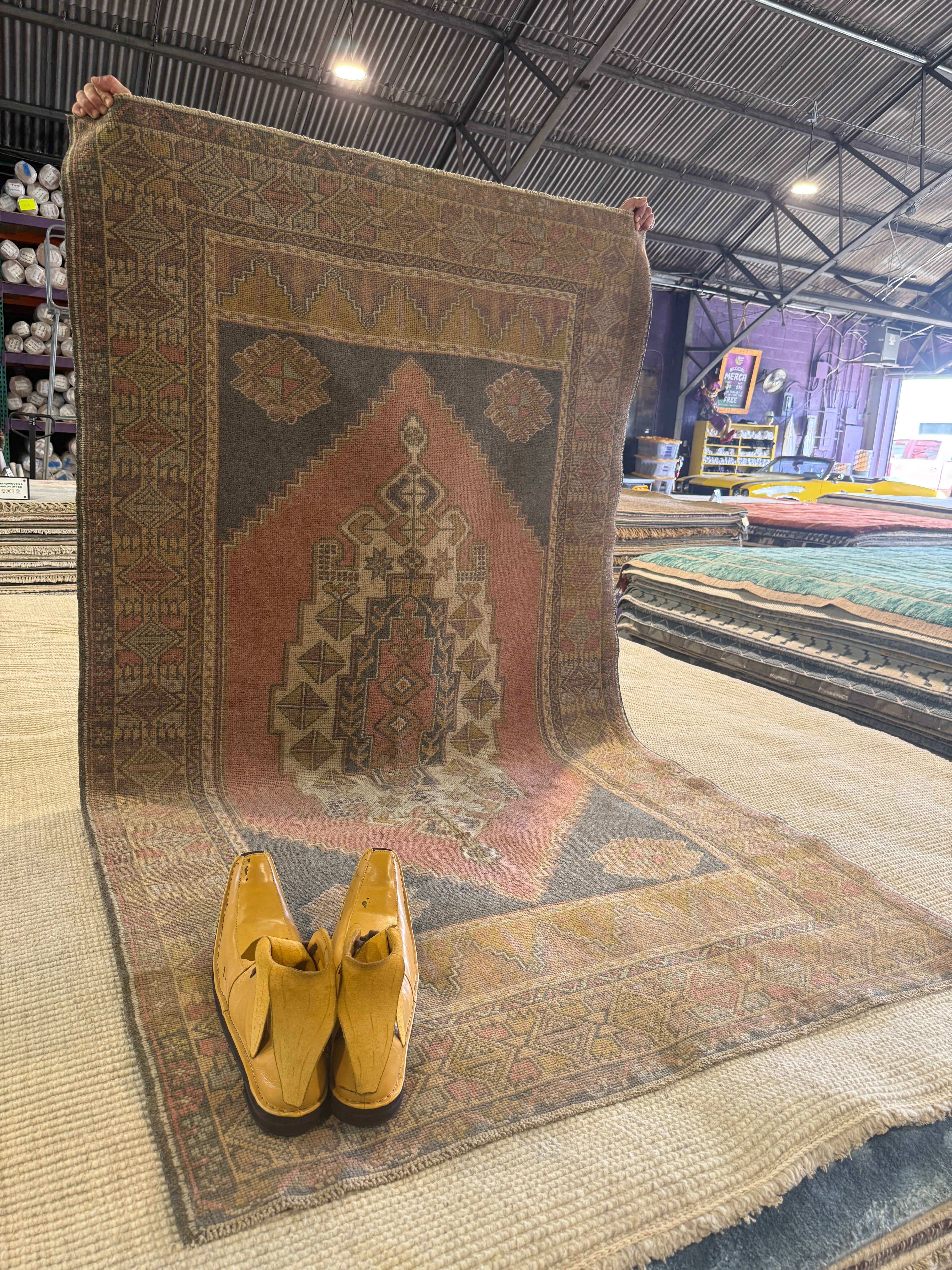 Roberta Pisco 4.3x7.6 Pink Hand-Knotted Vintage Turkish Oushak