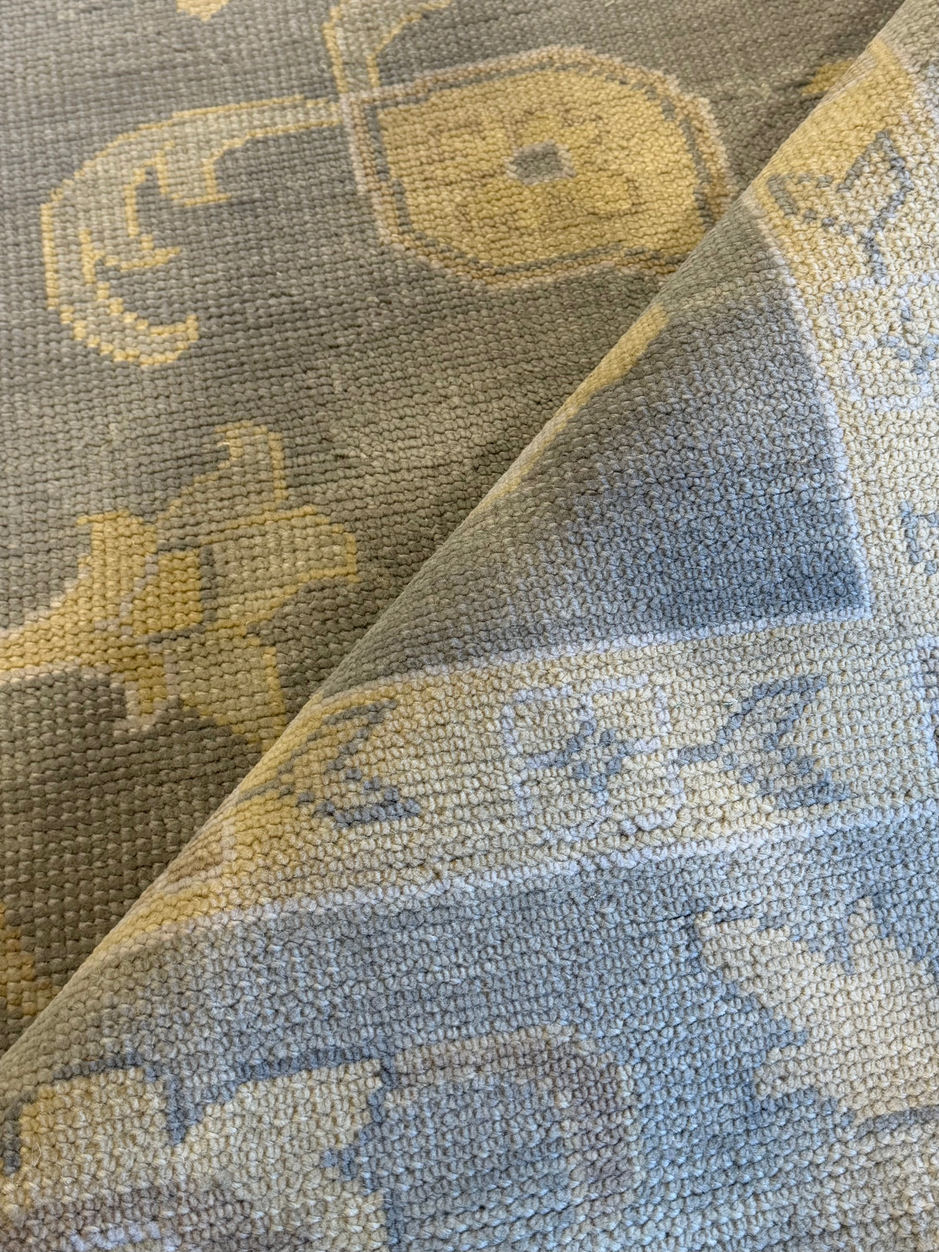 Julia Louis-Dreyfus 9x12 Blue and Yellow Hand-Knotted Oushak Rug