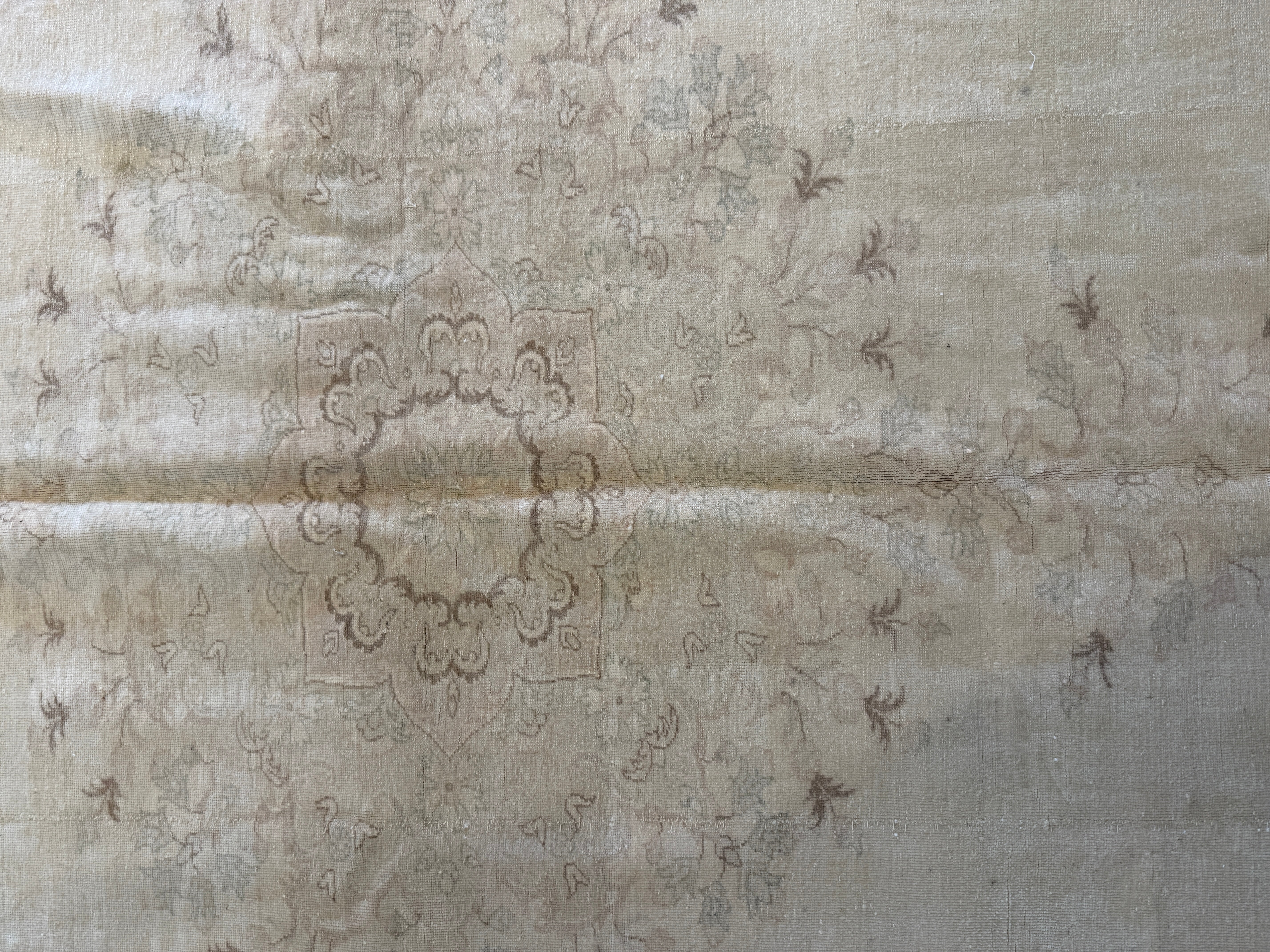 Cristina Morphis 4x9.7 Cream Hand-Knotted Vintage Turkish Oushak