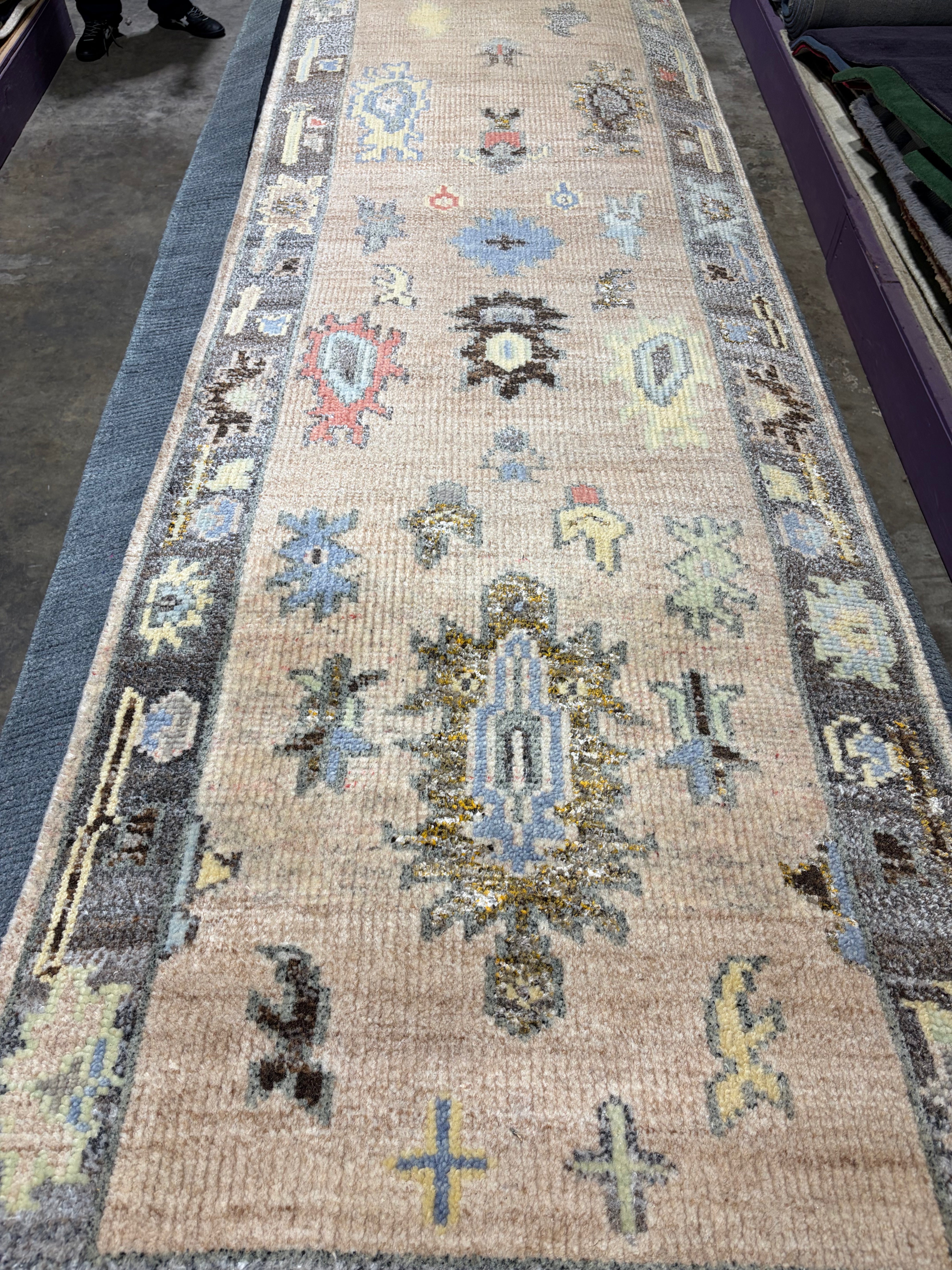 Dana Lockhart 2.6x12.3 Multi Color Hand-Knotted Oushak Runner
