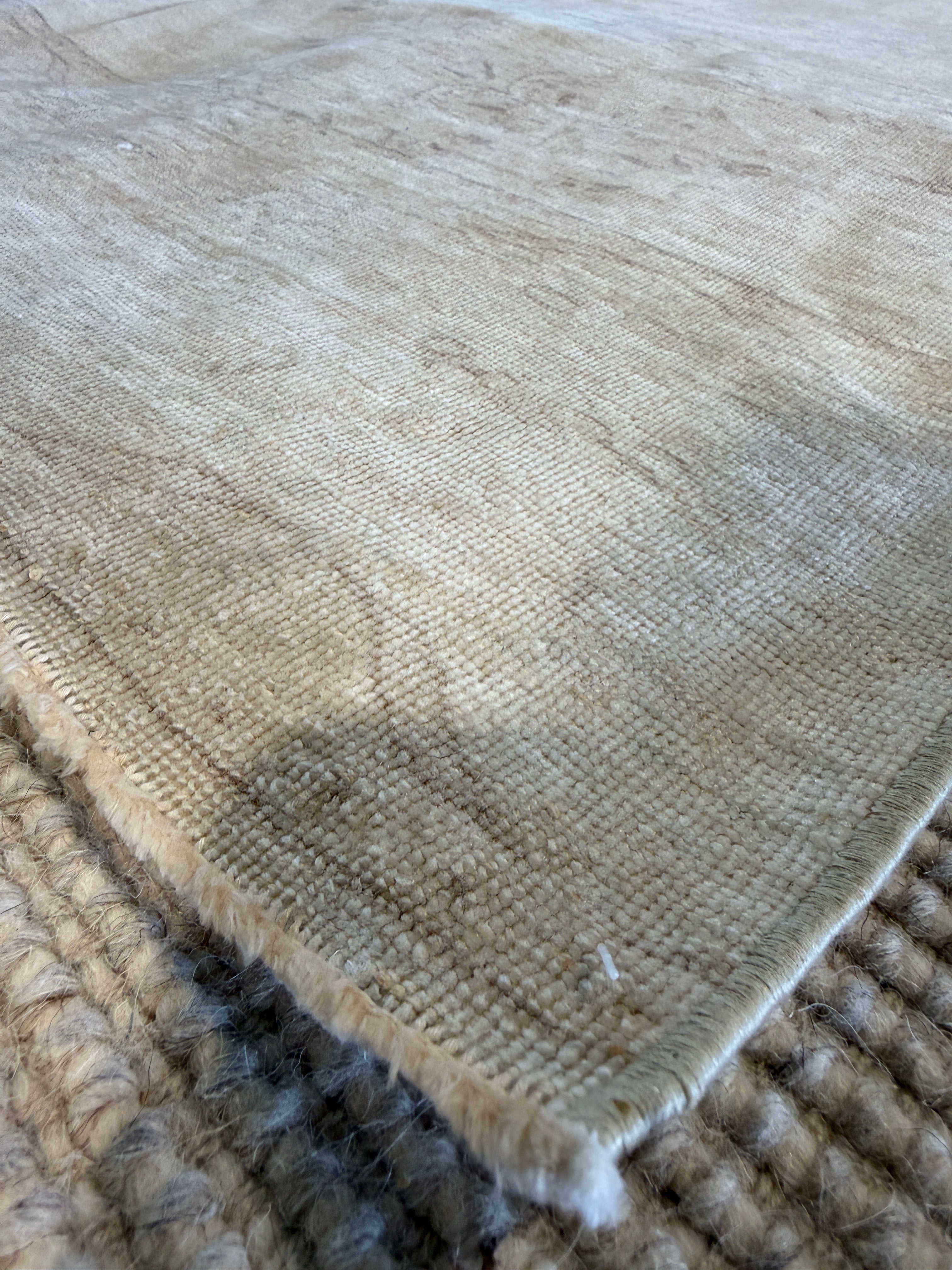 Cristina Morphis 4x9.7 Cream Hand-Knotted Vintage Turkish Oushak