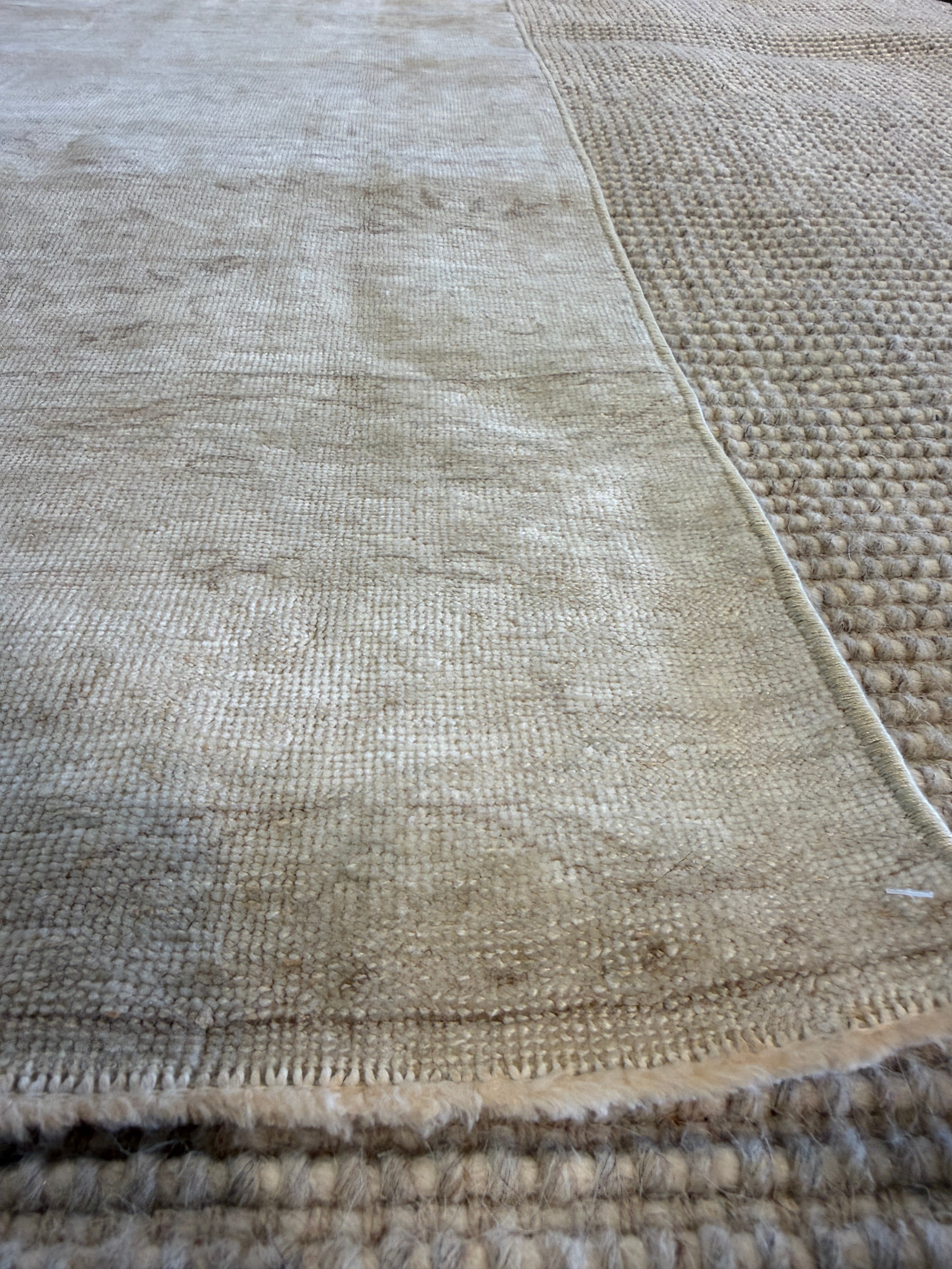 Cristina Morphis 4x9.7 Cream Hand-Knotted Vintage Turkish Oushak