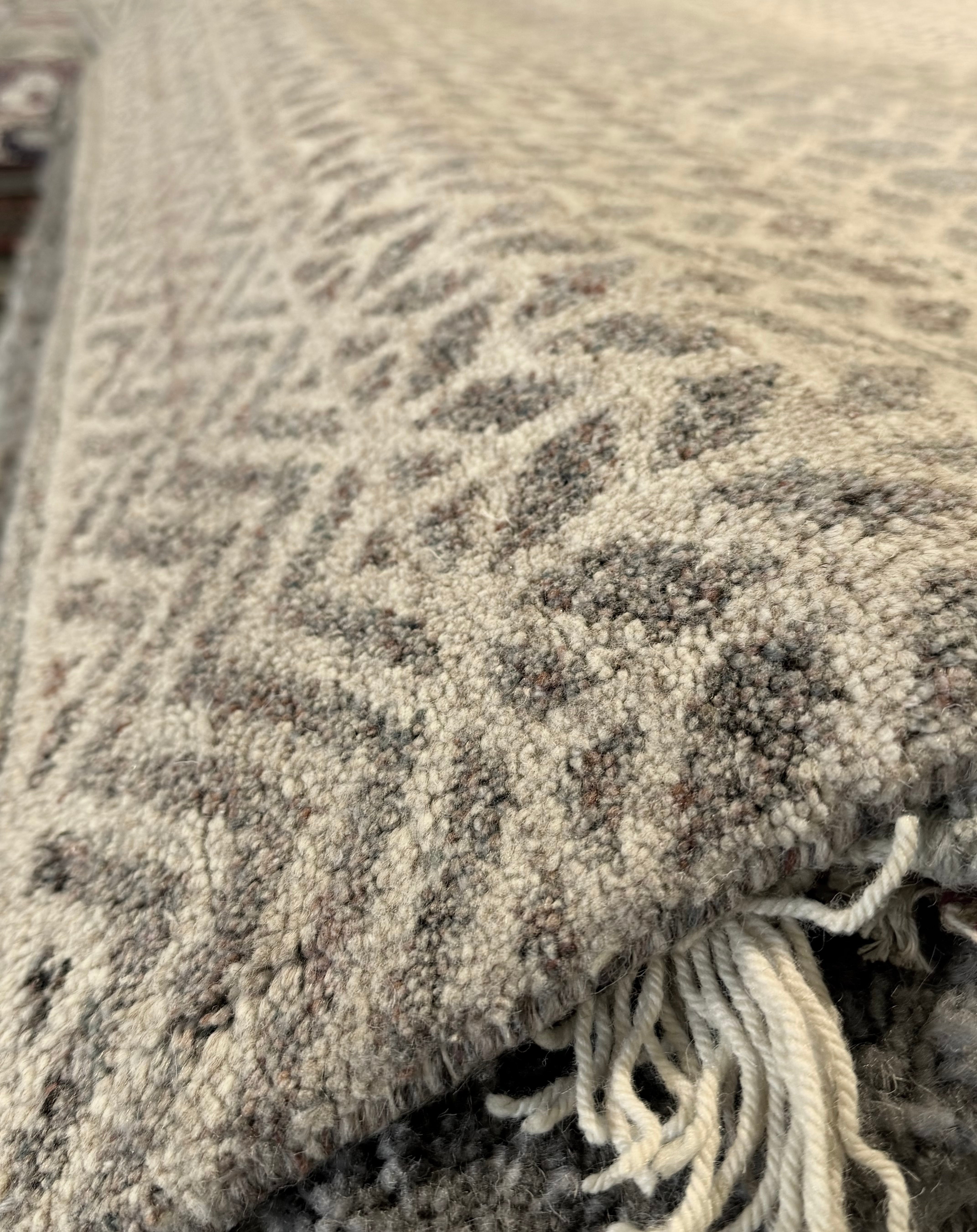 Justin Brescia 8x10 Hand-Knotted Modern Grass Grey and Silver