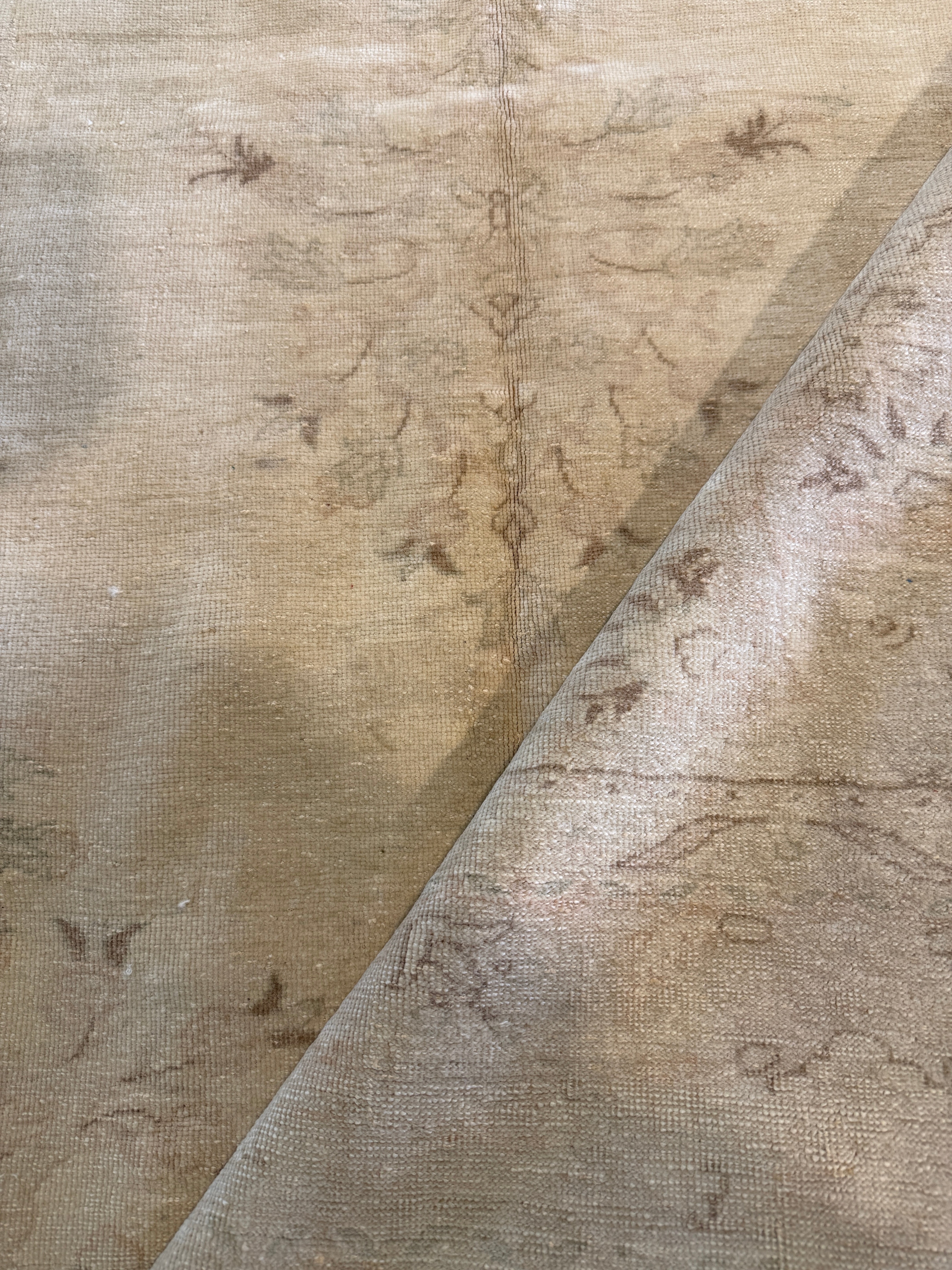 Cristina Morphis 4x9.7 Cream Hand-Knotted Vintage Turkish Oushak