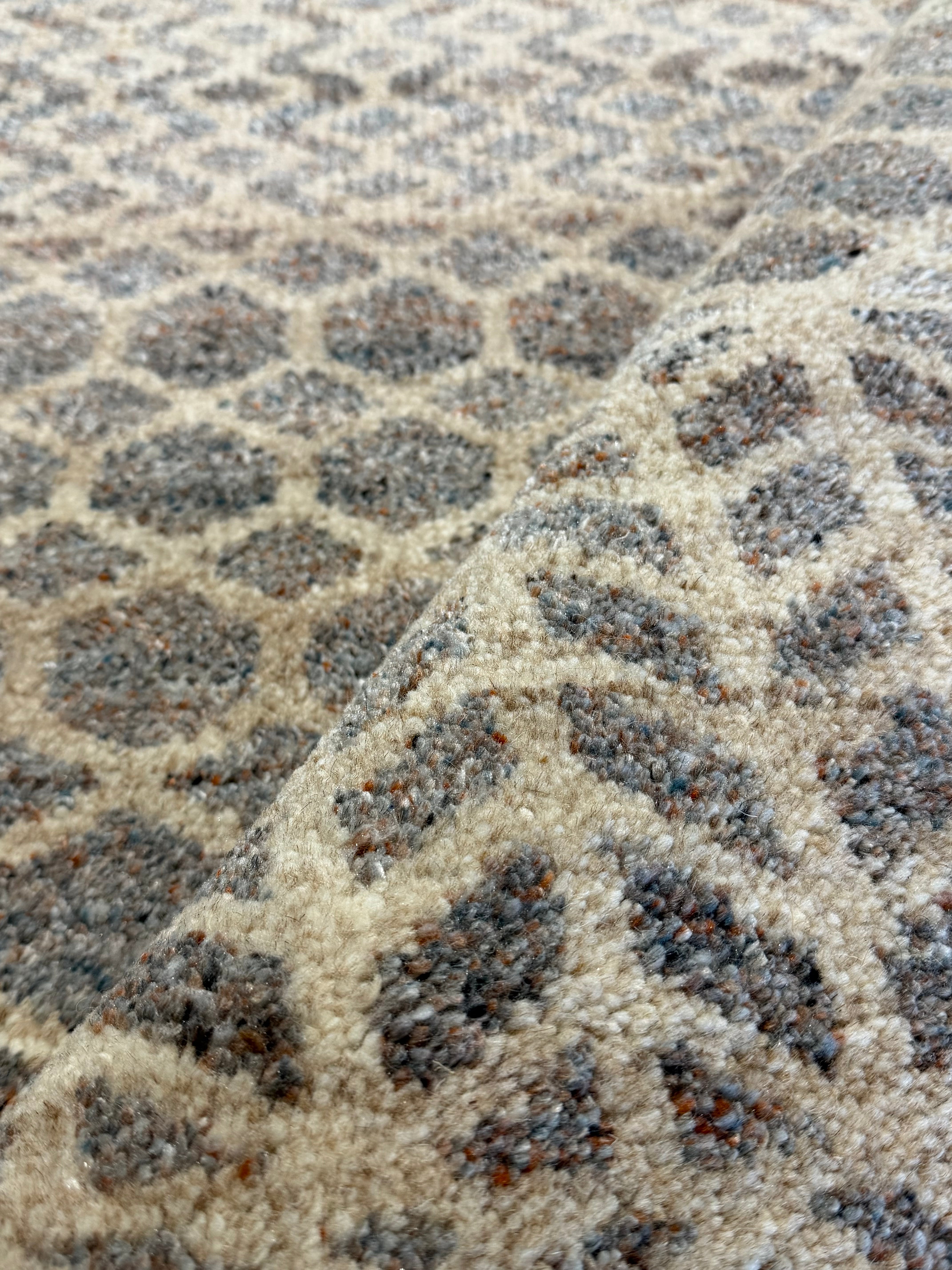 Justin Brescia 8x10 Hand-Knotted Modern Grass Grey and Silver