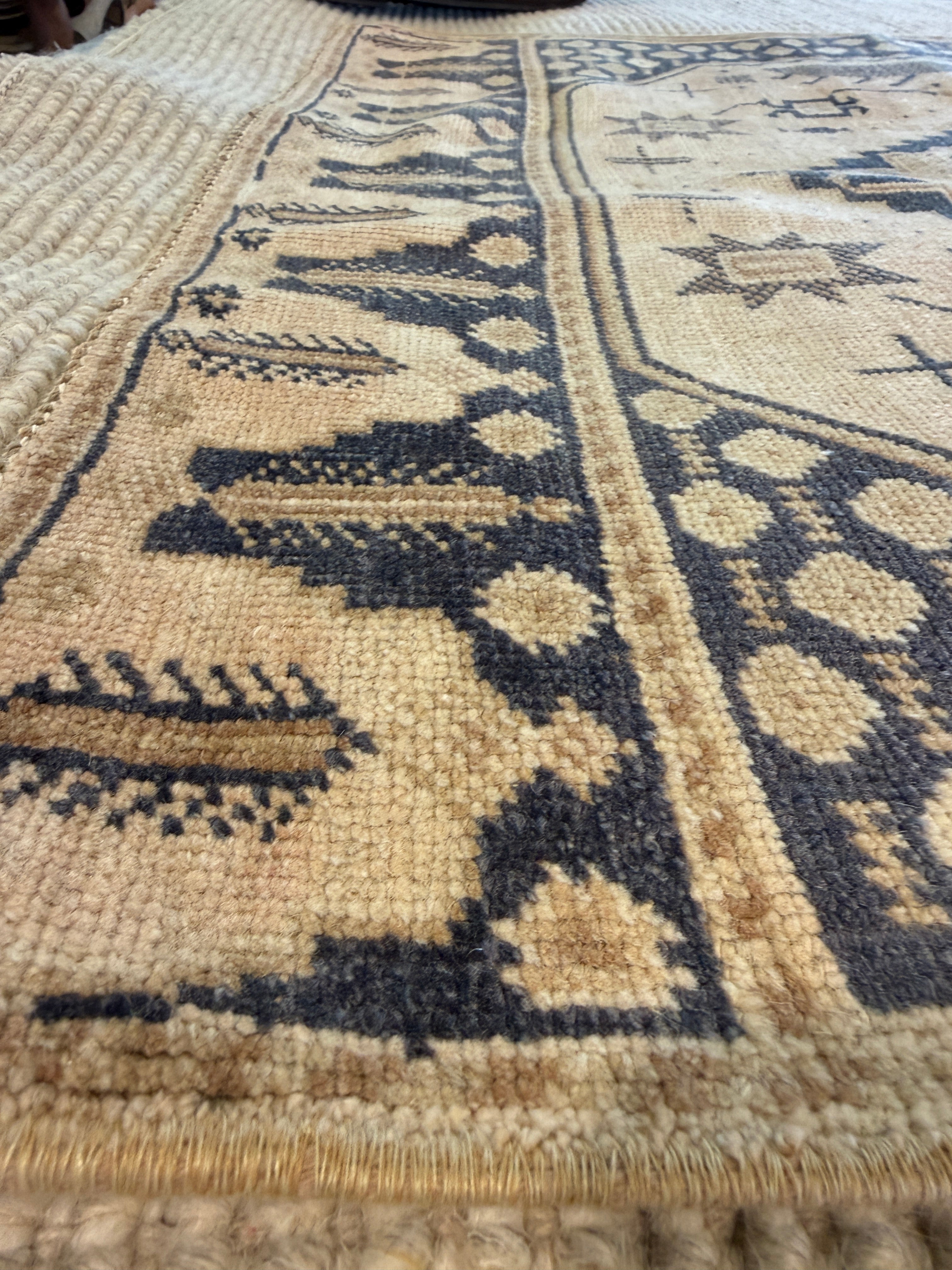 Maya Duboi 3.1x7.10 Blue Hand-Knotted Vintage Turkish Oushak Runner