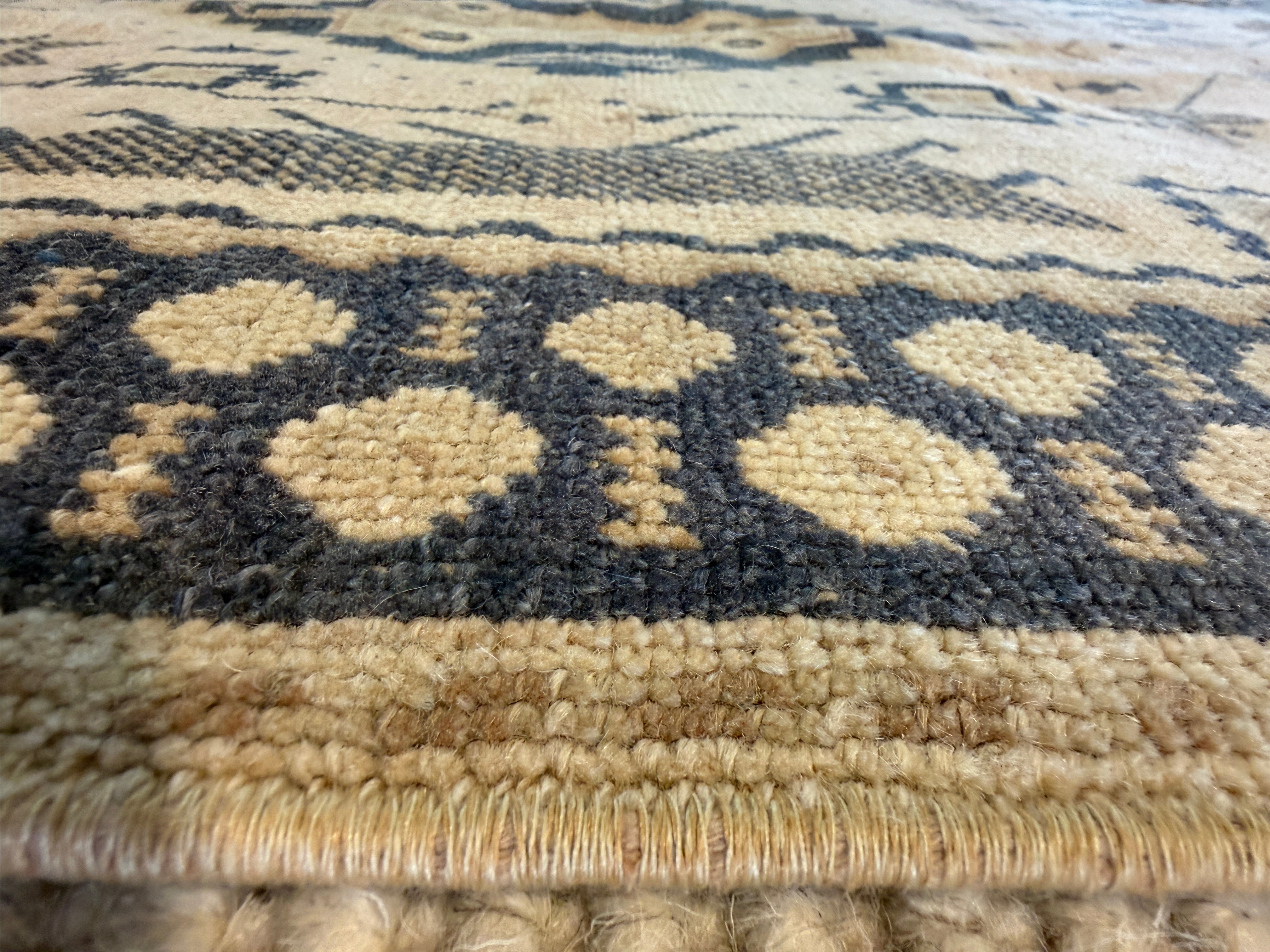 Maya Duboi 3.1x7.10 Blue Hand-Knotted Vintage Turkish Oushak Runner