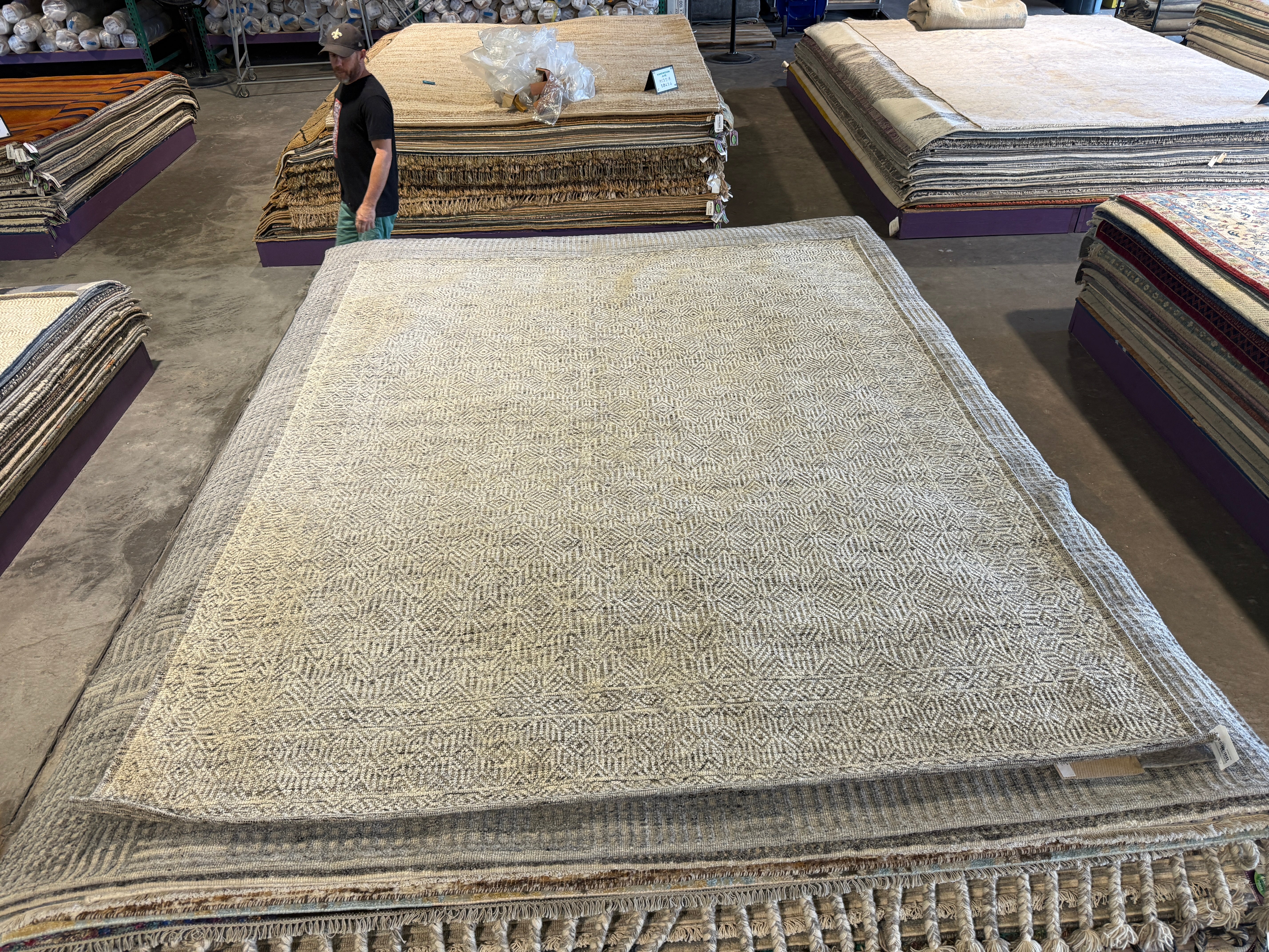 Billy 8x10 Hand-Knotted Light Grey & Ivory High Low