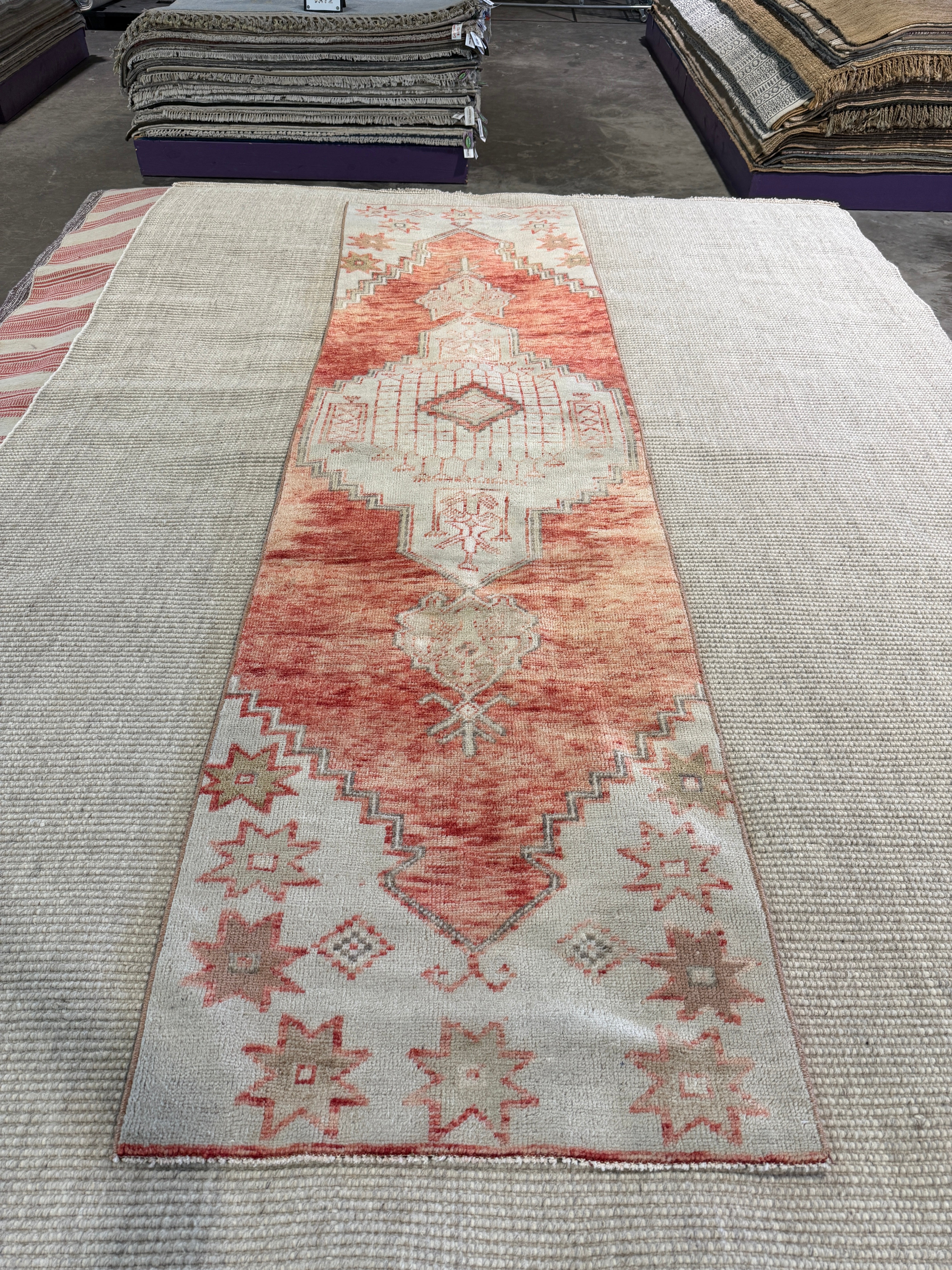 Tabatha Mahony 2.8x9.10 Pink Hand-Knotted Vintage Turkish Oushak Runner