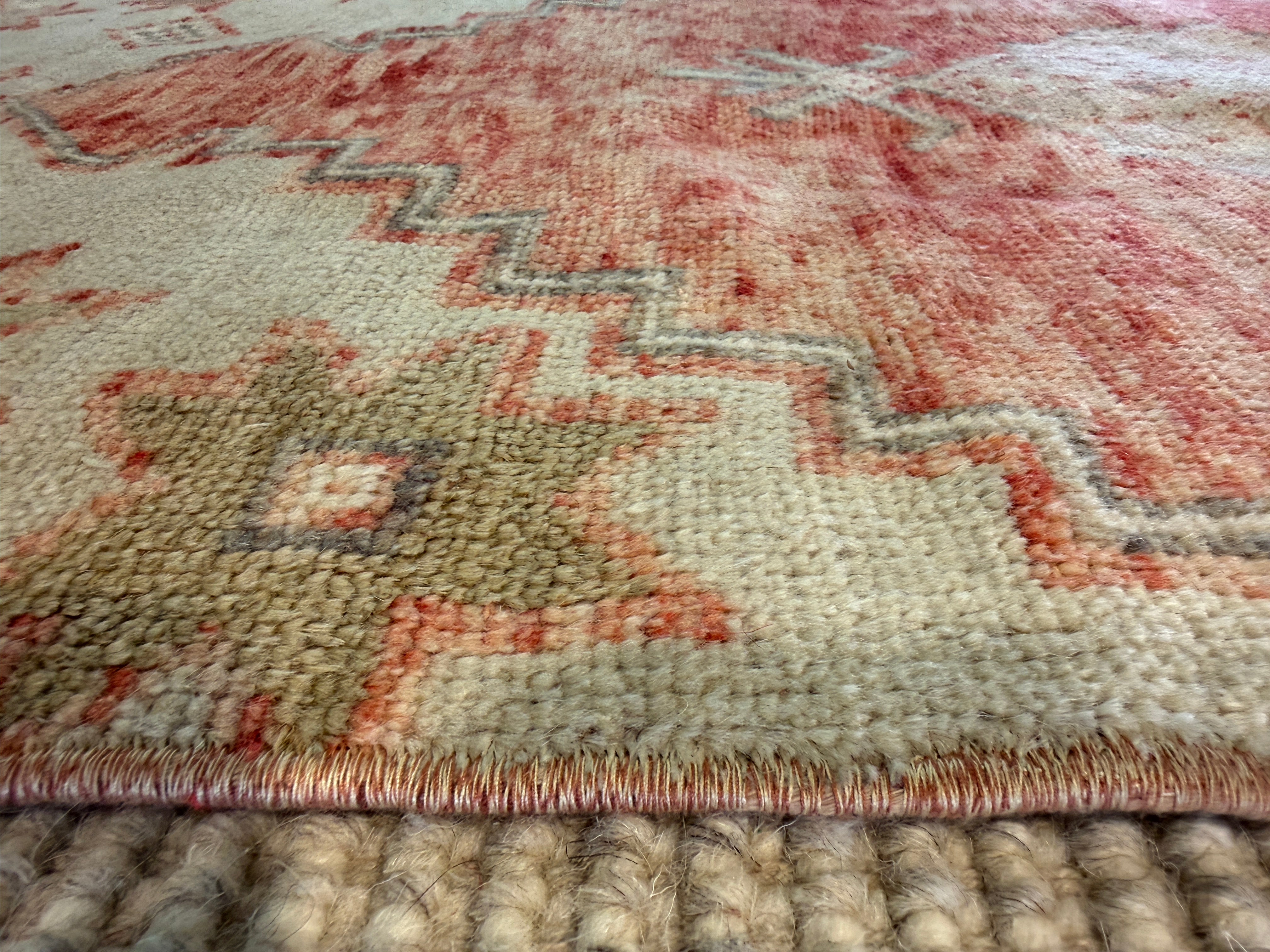 Tabatha Mahony 2.8x9.10 Pink Hand-Knotted Vintage Turkish Oushak Runner