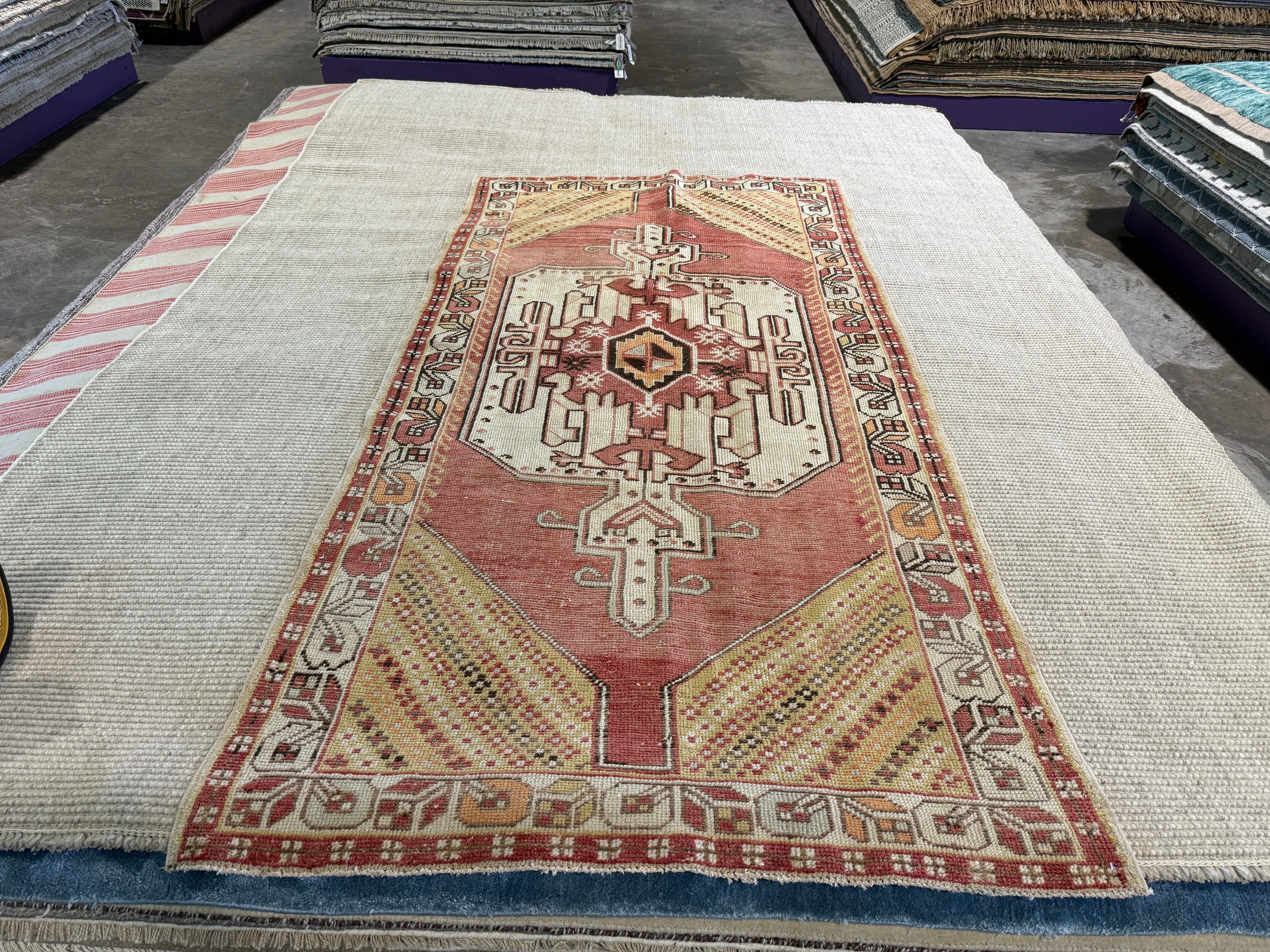 Rhonda Jones 3.11x8 Red Hand-Knotted Vintage Turkish Oushak