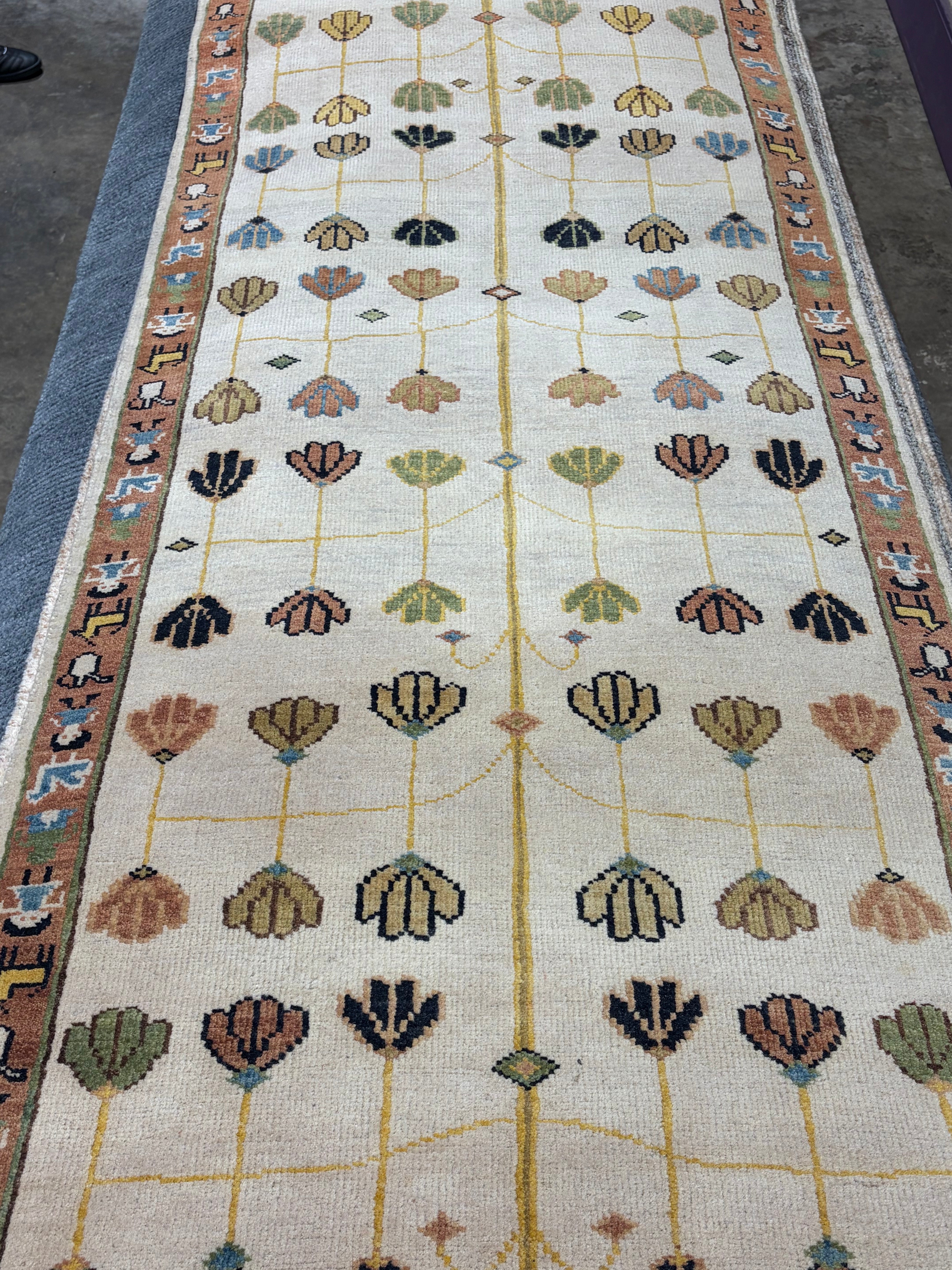 Rachel Brosnahan 2.6x11 Multi Color Hand-Knotted Oushak Runner