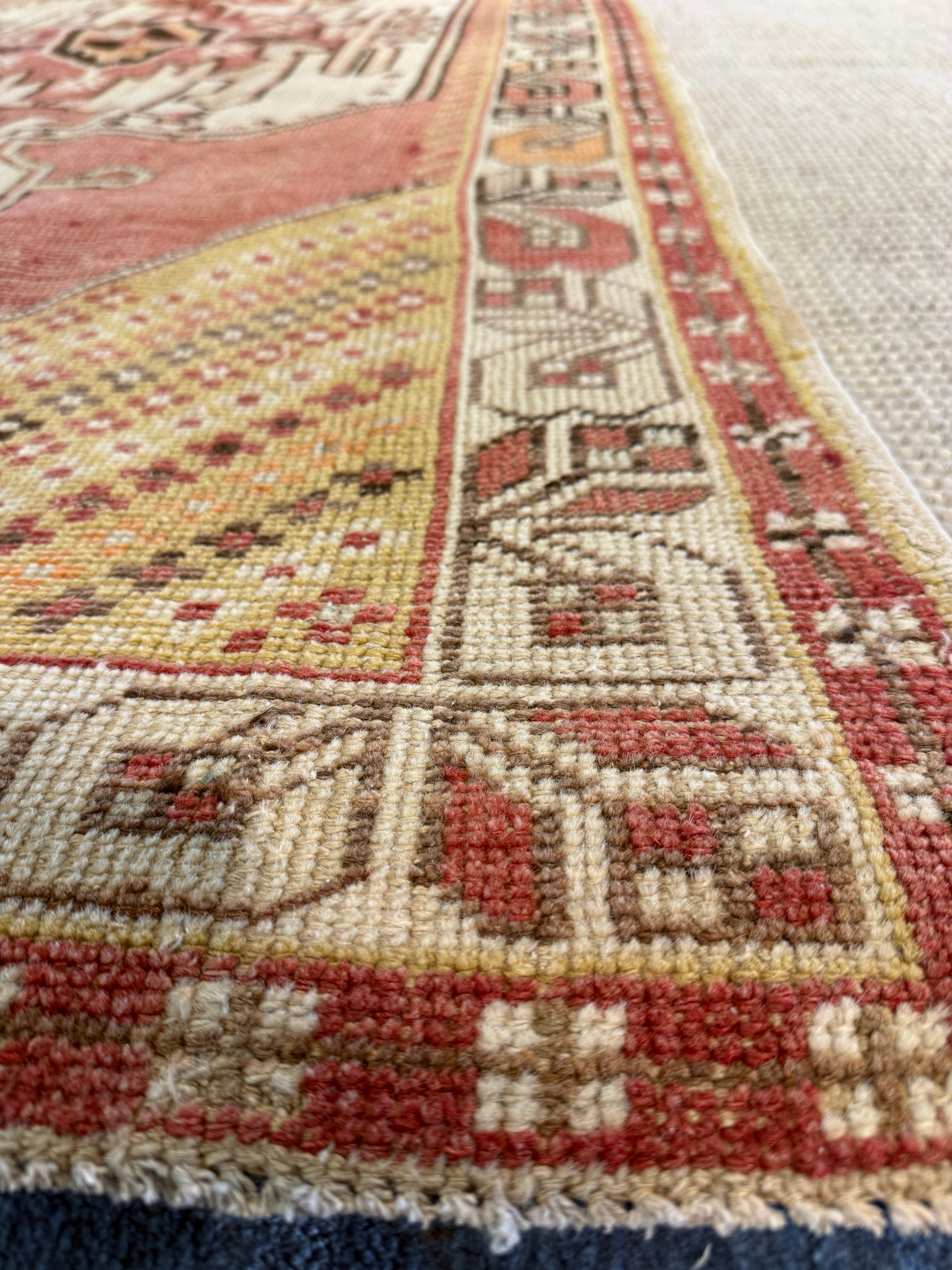 Rhonda Jones 3.11x8 Red Hand-Knotted Vintage Turkish Oushak