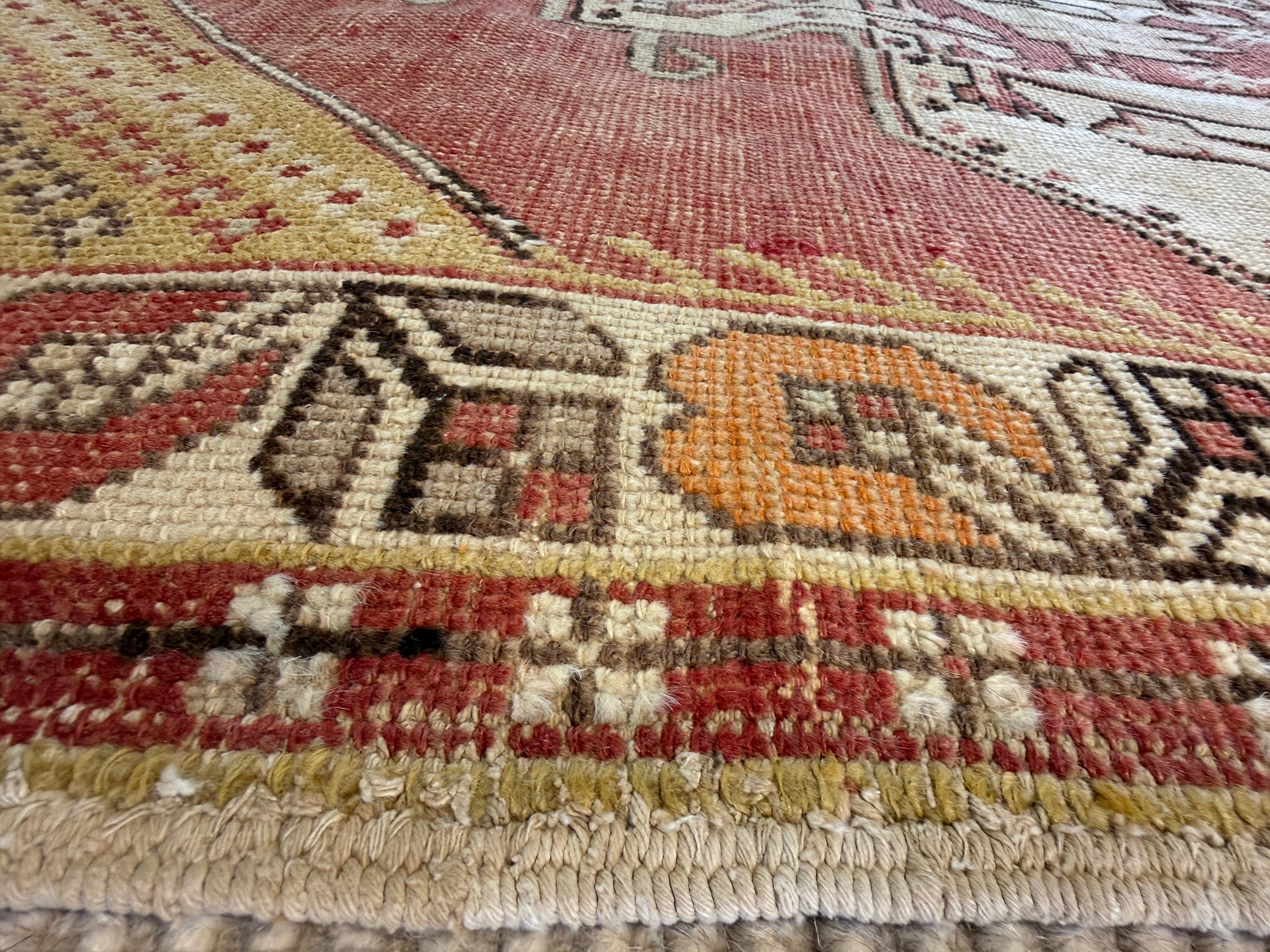 Rhonda Jones 3.11x8 Red Hand-Knotted Vintage Turkish Oushak