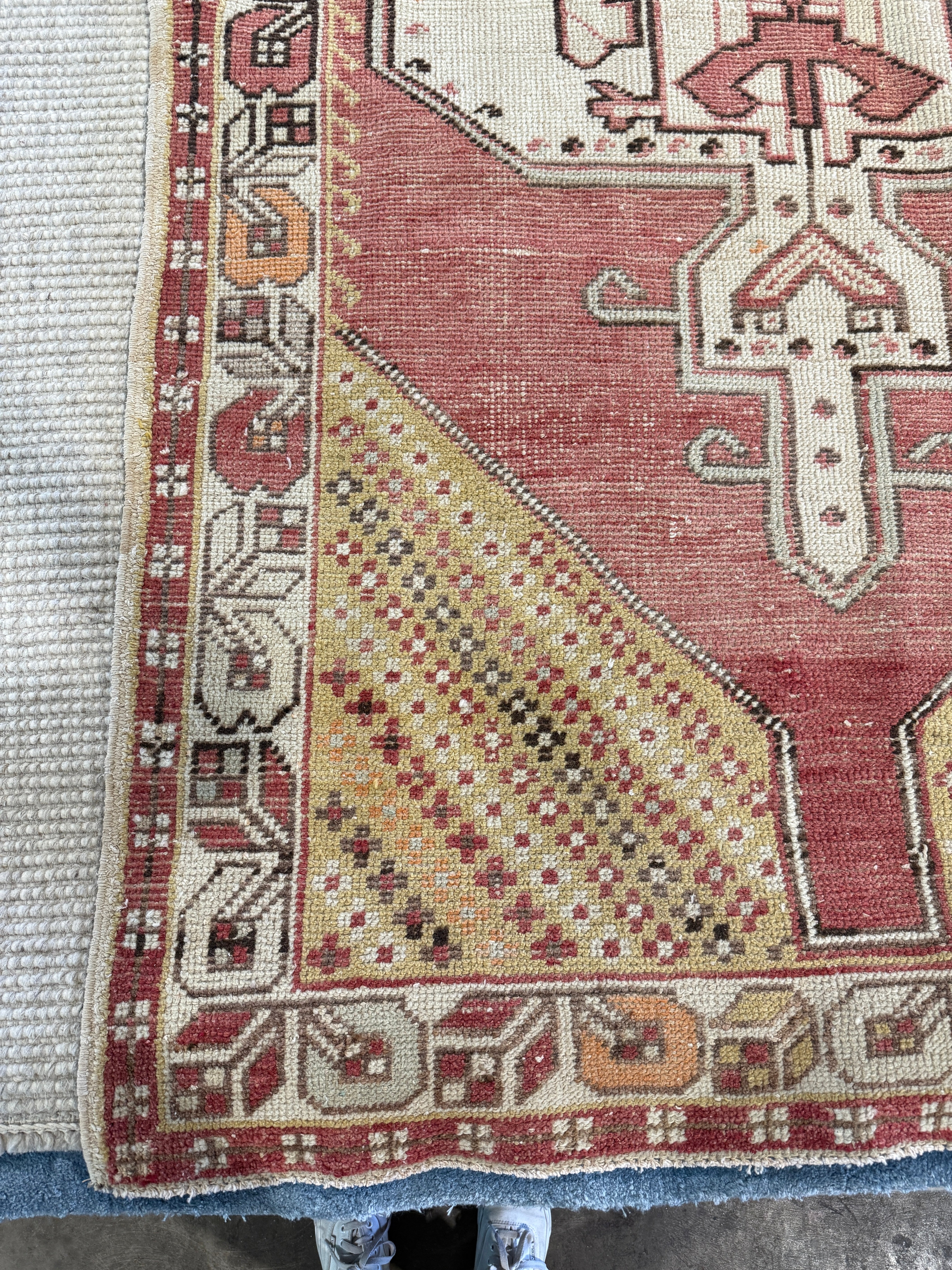 Rhonda Jones 3.11x8 Red Hand-Knotted Vintage Turkish Oushak