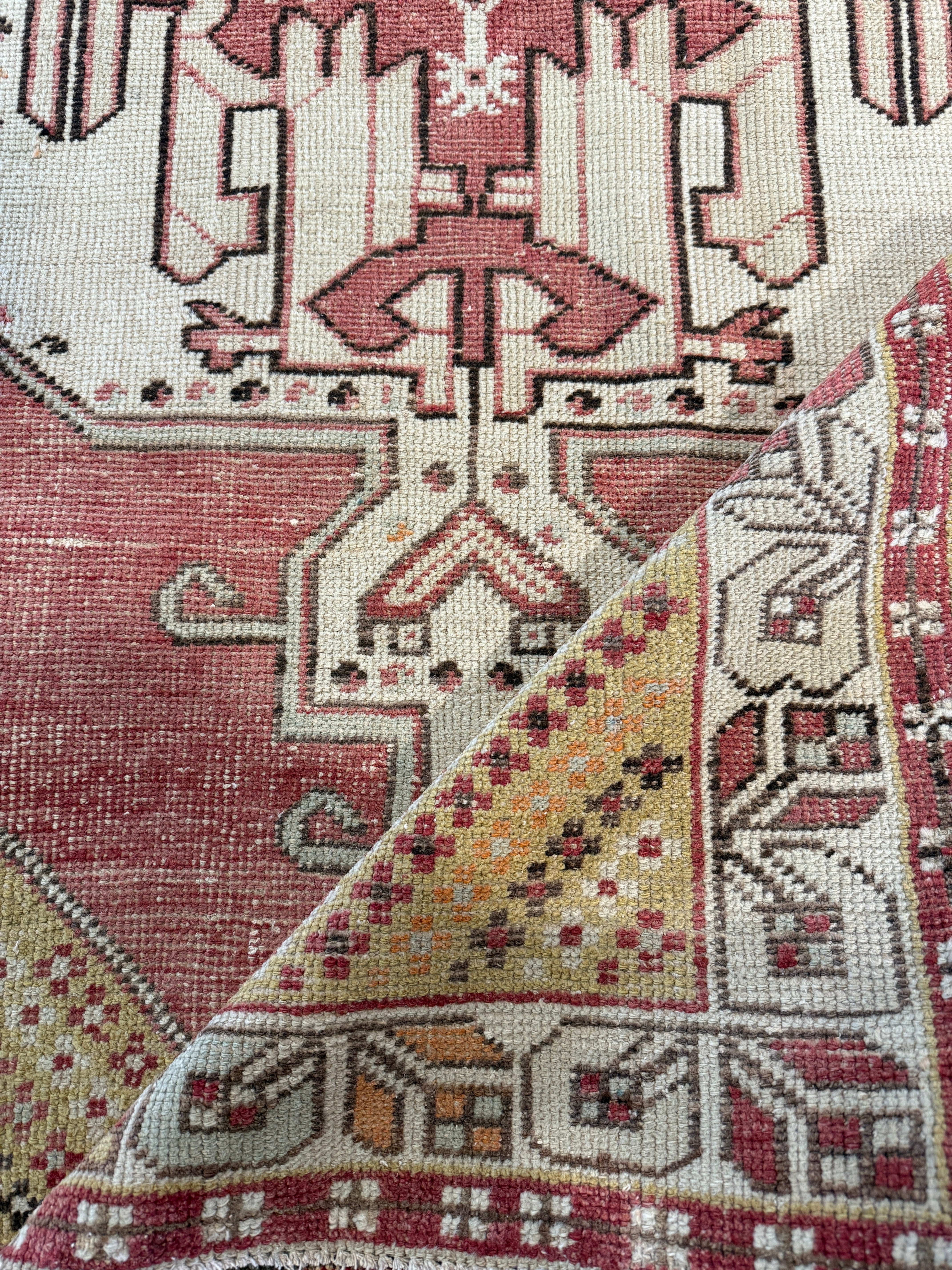 Rhonda Jones 3.11x8 Red Hand-Knotted Vintage Turkish Oushak