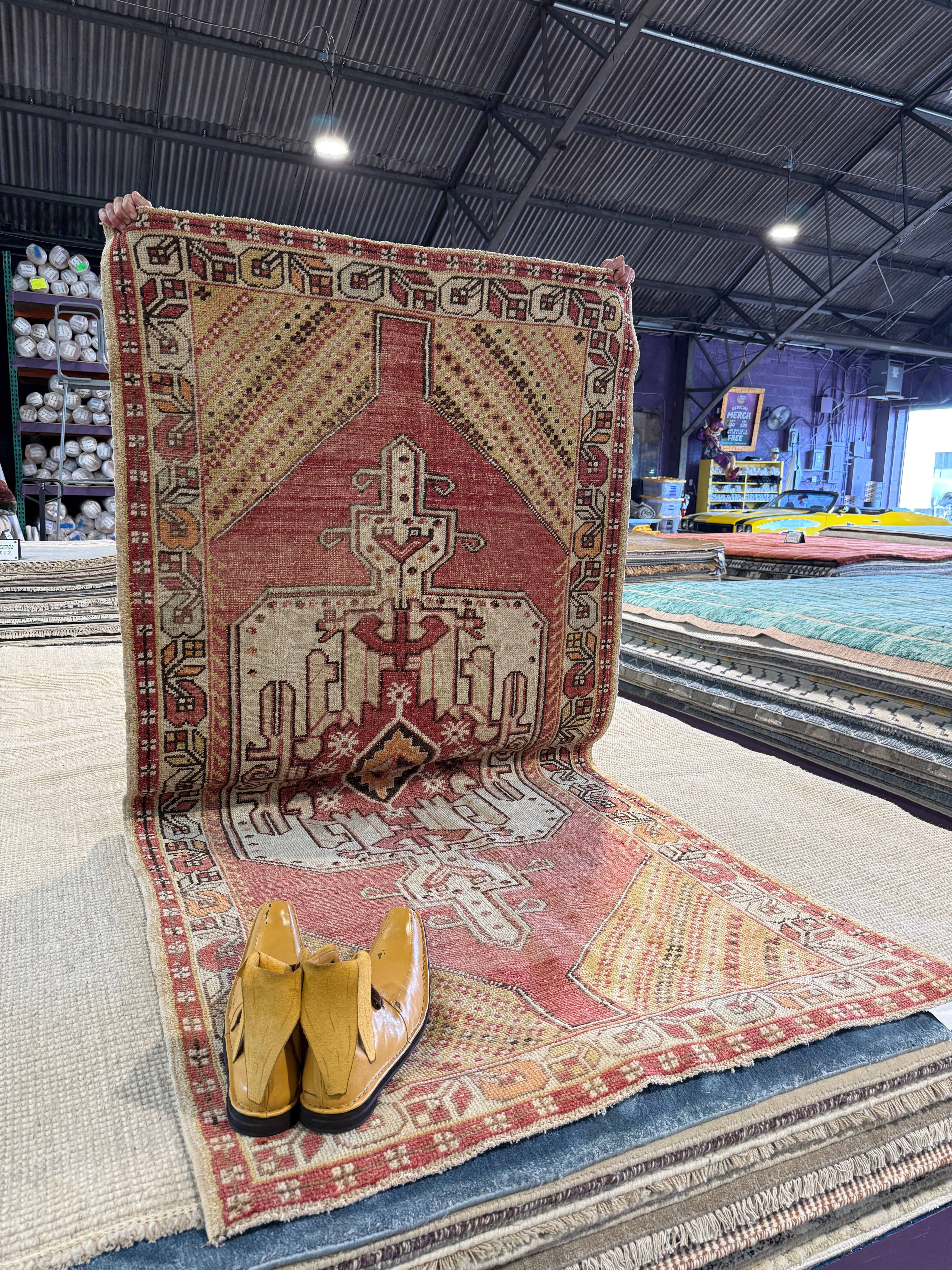 Rhonda Jones 3.11x8 Red Hand-Knotted Vintage Turkish Oushak